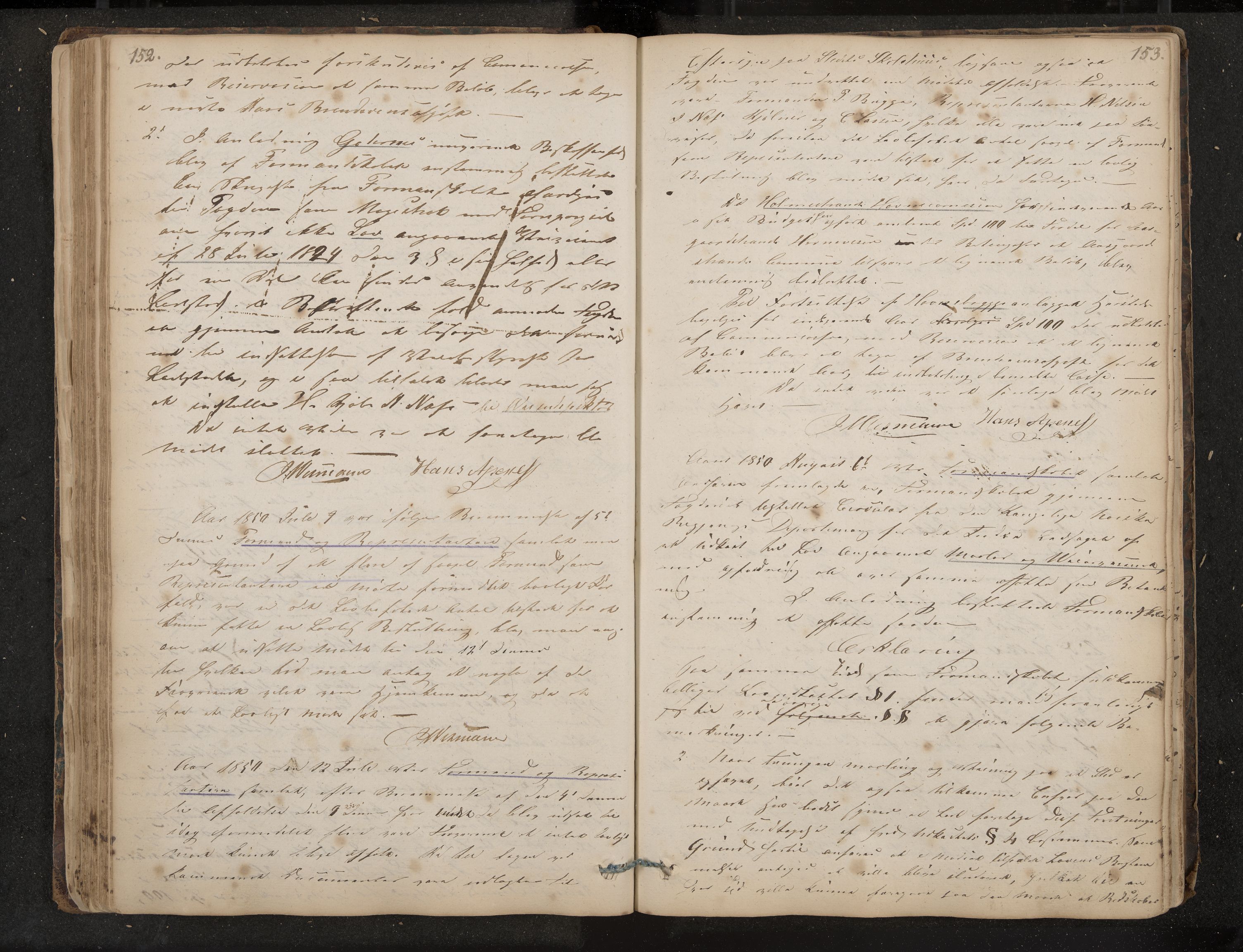 Åsgårdstrand formannskap og sentraladministrasjon, IKAK/0704021/A/L0001: Møtebok, 1838-1864, p. 152-153