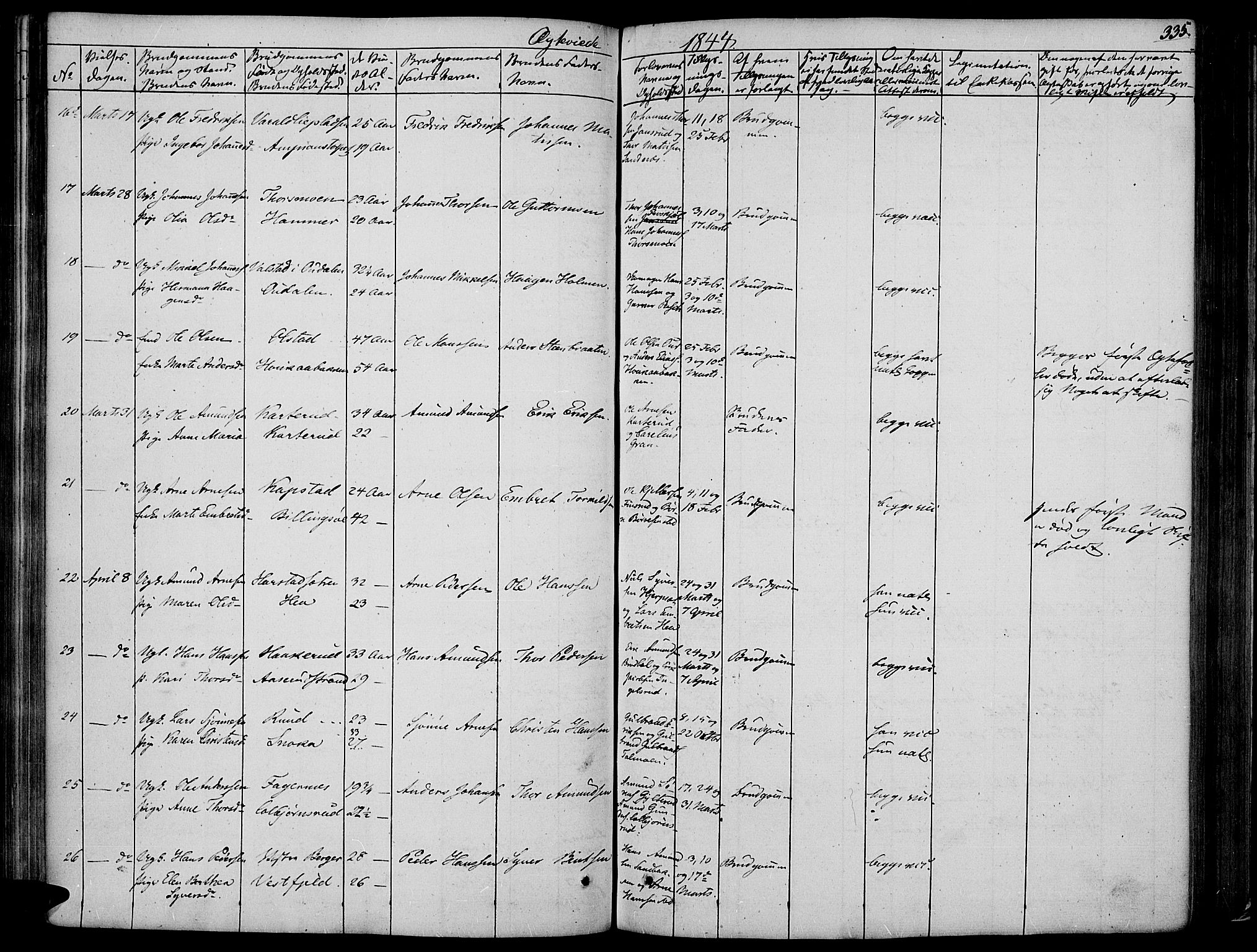 Vinger prestekontor, AV/SAH-PREST-024/H/Ha/Haa/L0008: Parish register (official) no. 8, 1839-1847, p. 335