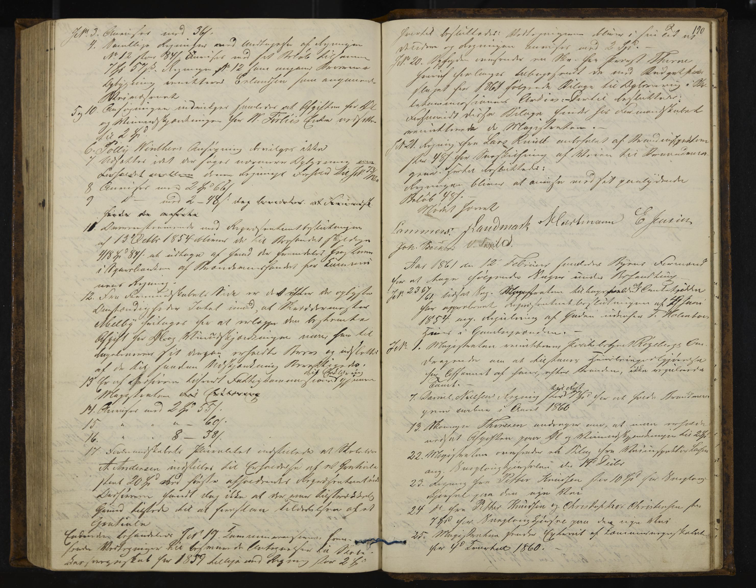 Kongsberg formannskap og sentraladministrasjon, IKAK/0604021-1/A/L0003: Møtebok med register, 1856-1861, p. 190