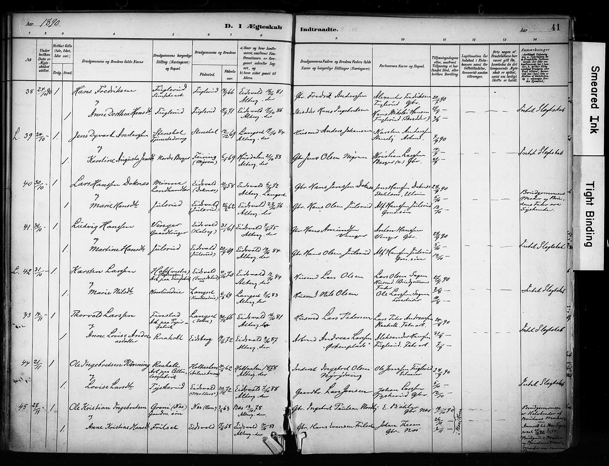 Eidsvoll prestekontor Kirkebøker, SAO/A-10888/F/Fa/L0003: Parish register (official) no. I 3, 1882-1895, p. 41