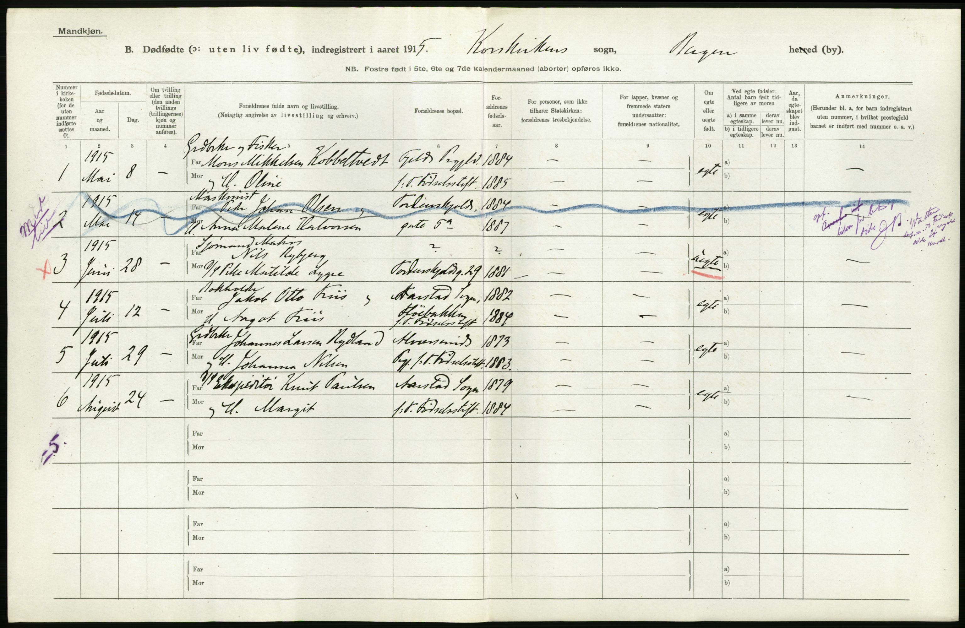 Statistisk sentralbyrå, Sosiodemografiske emner, Befolkning, RA/S-2228/D/Df/Dfb/Dfbe/L0034: Bergen: Gifte, døde, dødfødte., 1915, p. 682