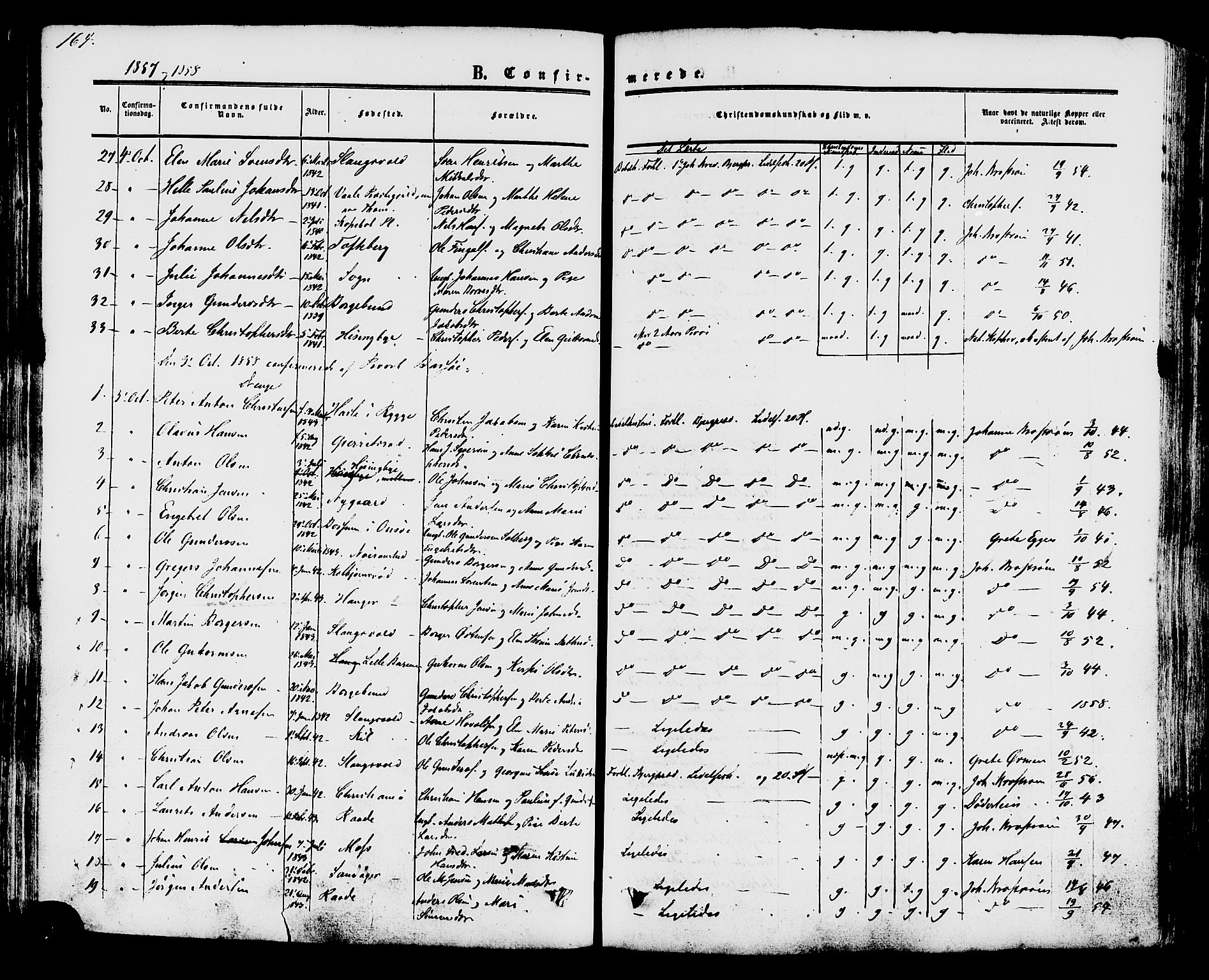 Råde prestekontor kirkebøker, AV/SAO-A-2009/F/Fa/L0006: Parish register (official) no. 6, 1854-1877, p. 164