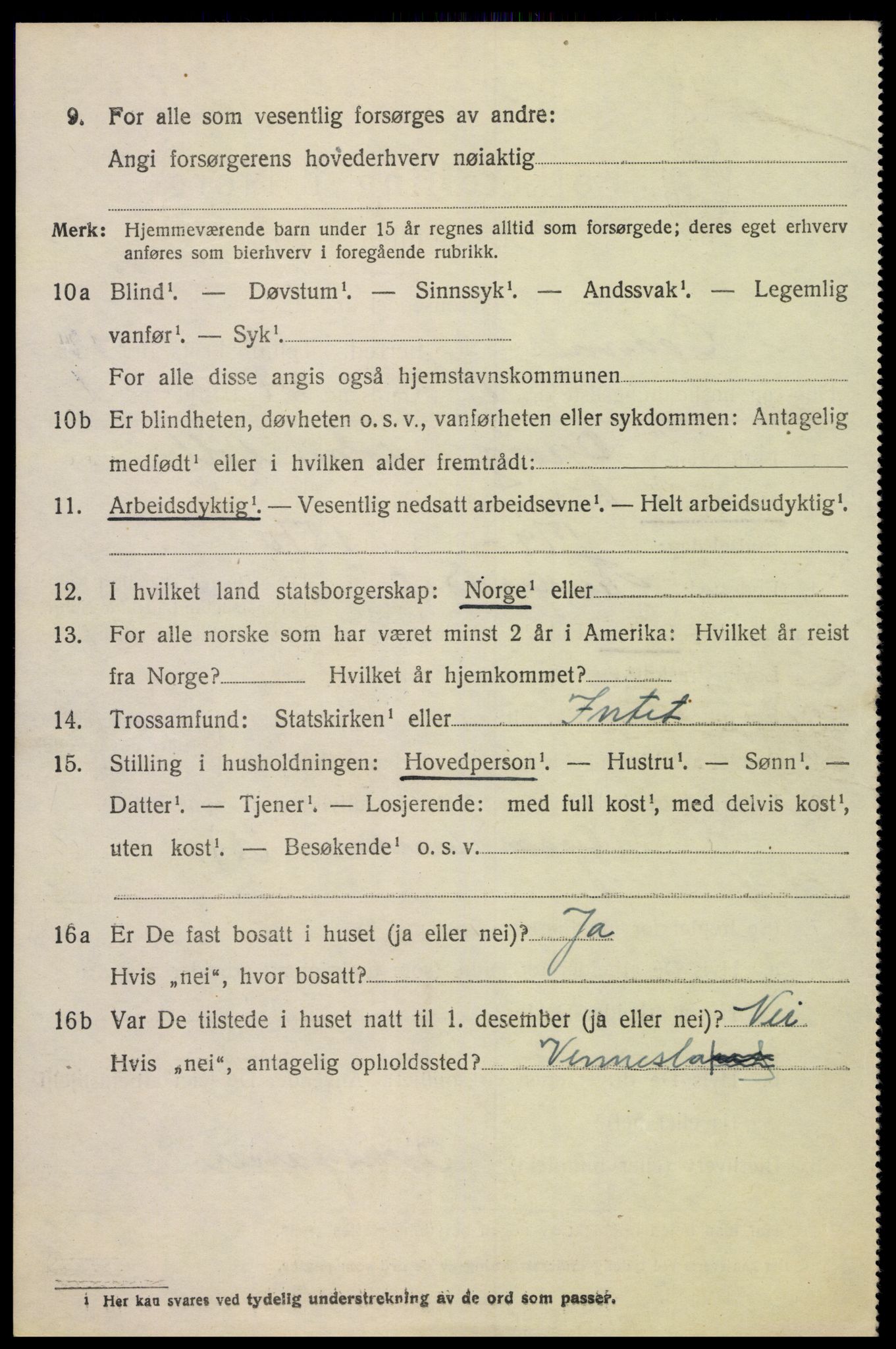 SAK, 1920 census for Oddernes, 1920, p. 6368