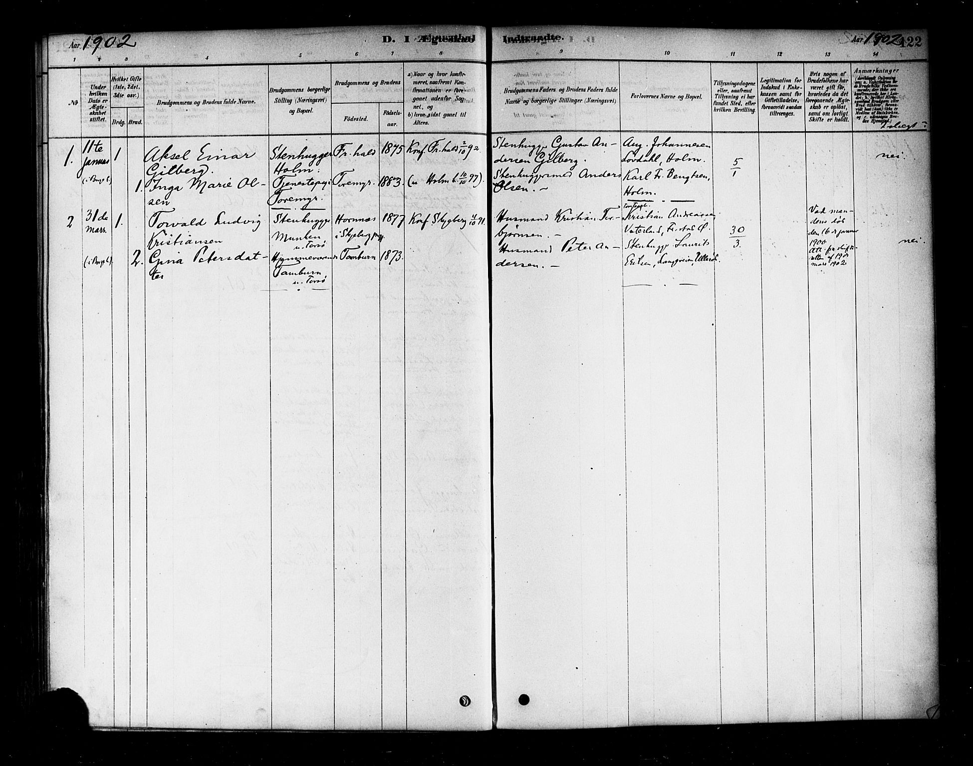 Borge prestekontor Kirkebøker, SAO/A-10903/F/Fb/L0003: Parish register (official) no. II 3, 1878-1902, p. 122