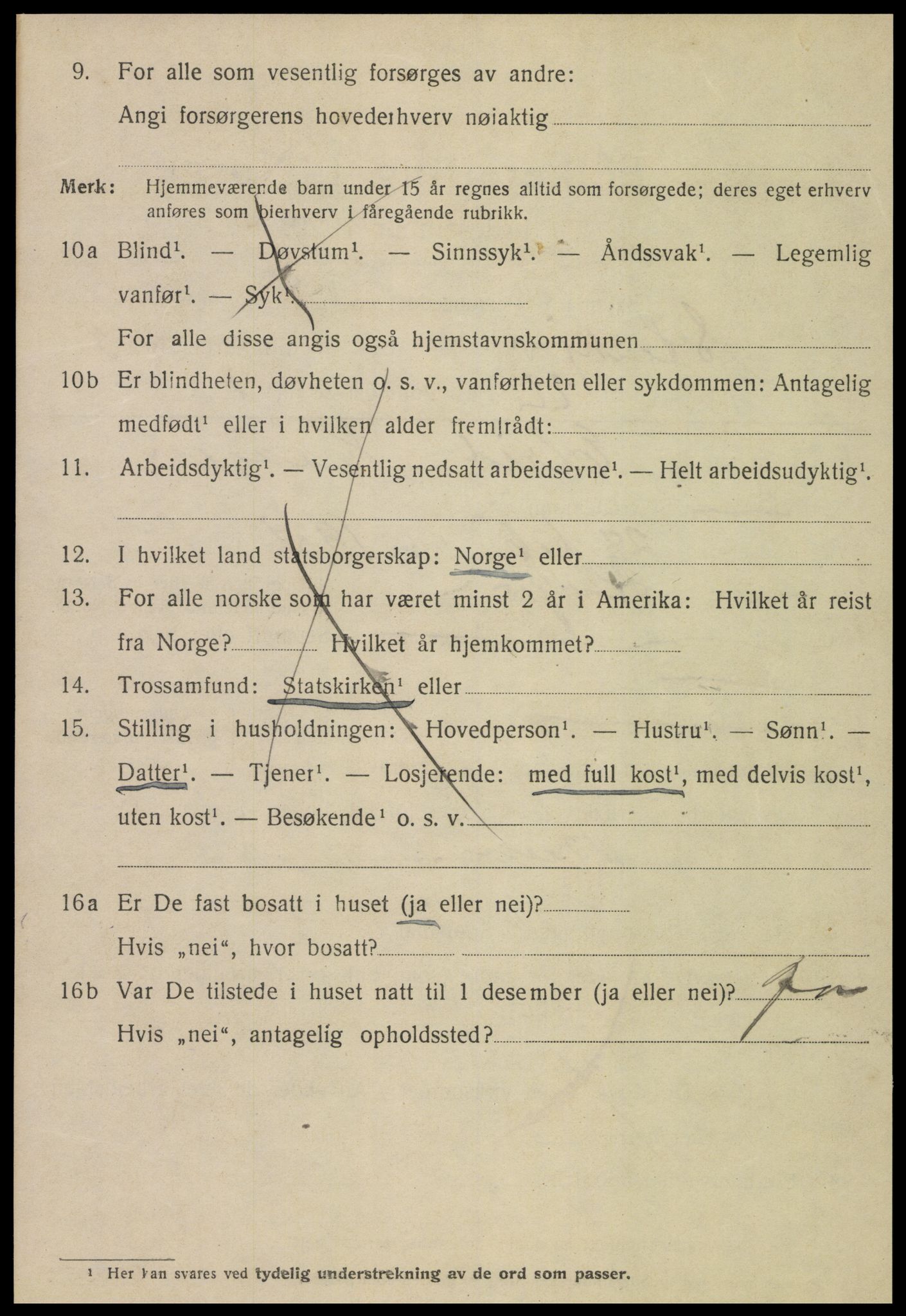 SAT, 1920 census for Steinkjer, 1920, p. 6249