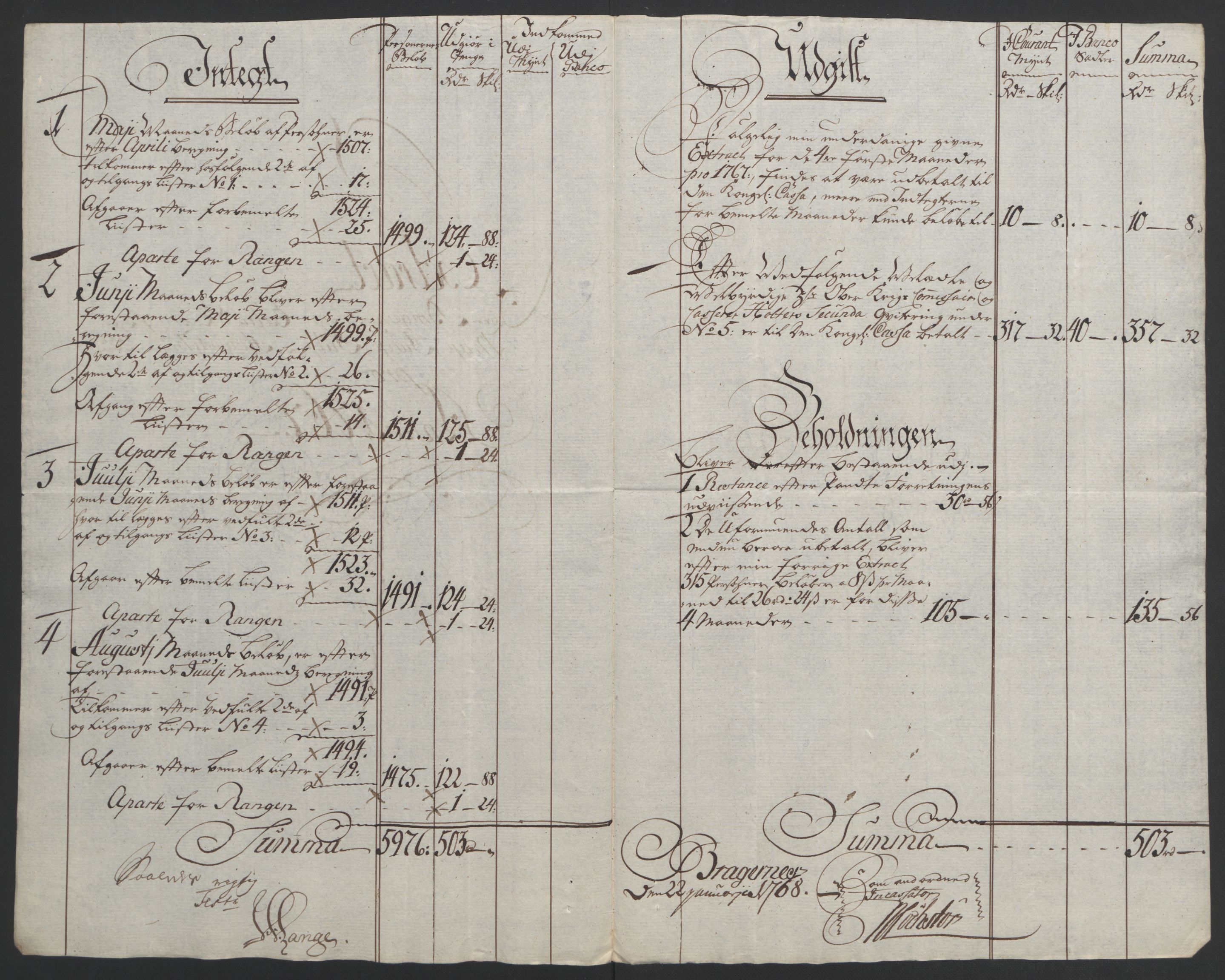 Rentekammeret inntil 1814, Reviderte regnskaper, Byregnskaper, AV/RA-EA-4066/R/Rf/L0119/0001: [F2] Kontribusjonsregnskap / Ekstraskatt, 1762-1767, p. 393