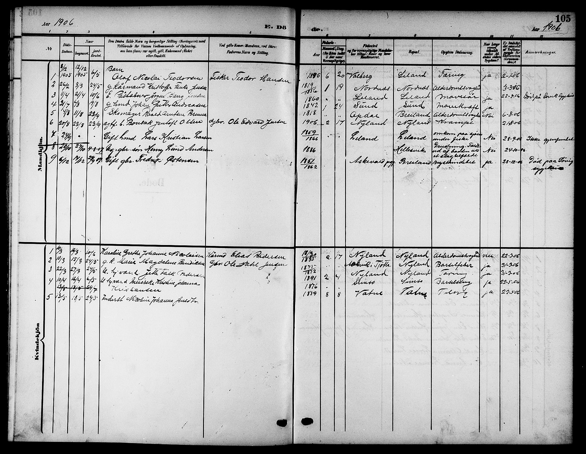 Ministerialprotokoller, klokkerbøker og fødselsregistre - Nordland, SAT/A-1459/832/L0494: Parish register (copy) no. 832C01, 1906-1922, p. 105