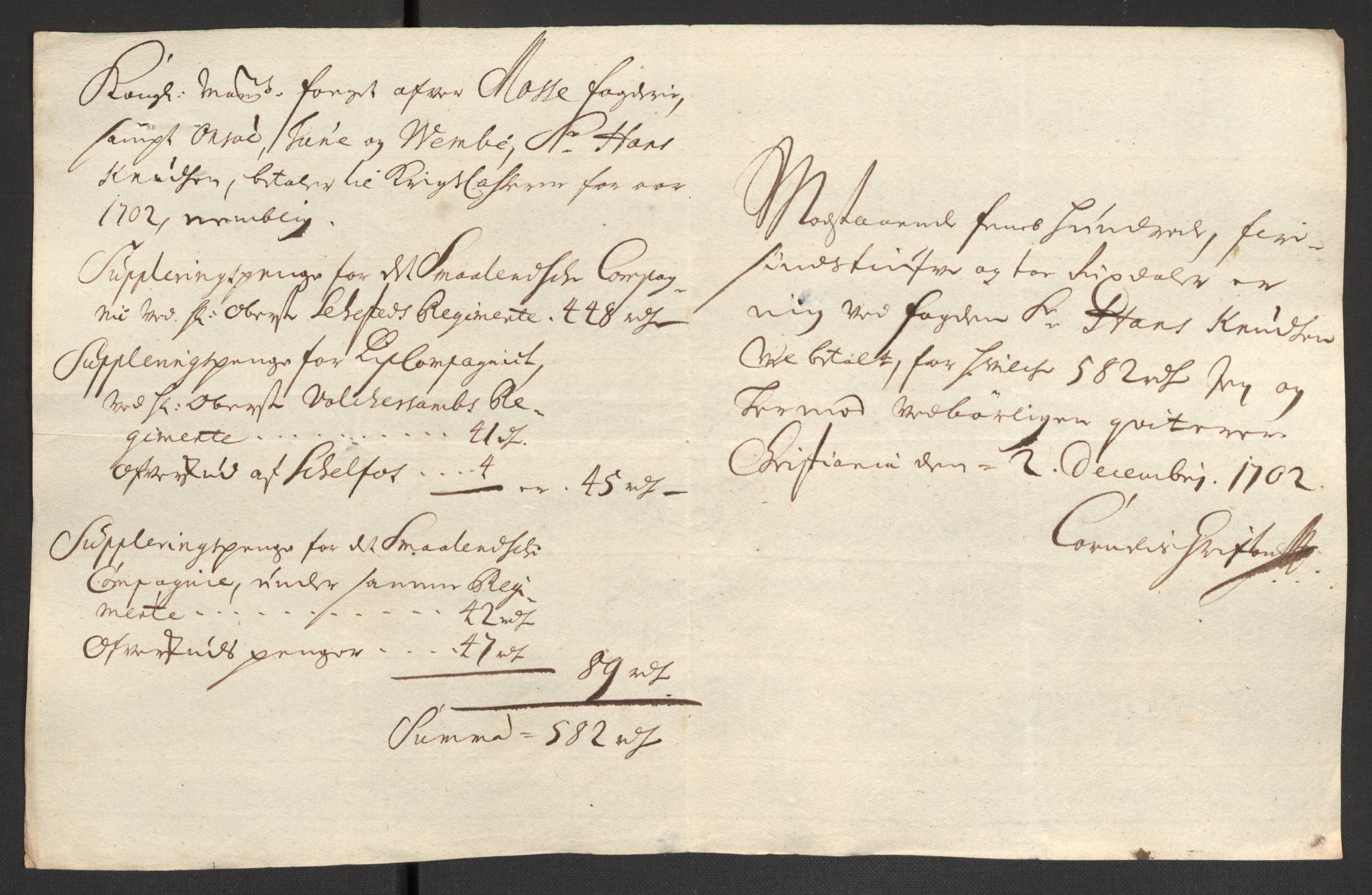 Rentekammeret inntil 1814, Reviderte regnskaper, Fogderegnskap, AV/RA-EA-4092/R04/L0130: Fogderegnskap Moss, Onsøy, Tune, Veme og Åbygge, 1701, p. 180