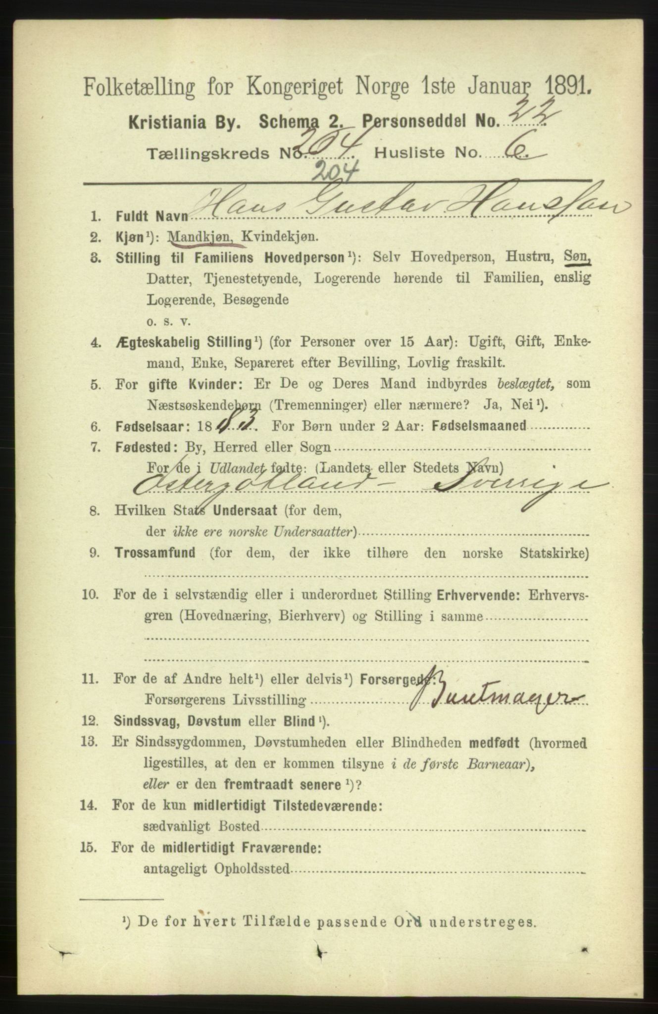 RA, 1891 census for 0301 Kristiania, 1891, p. 123315