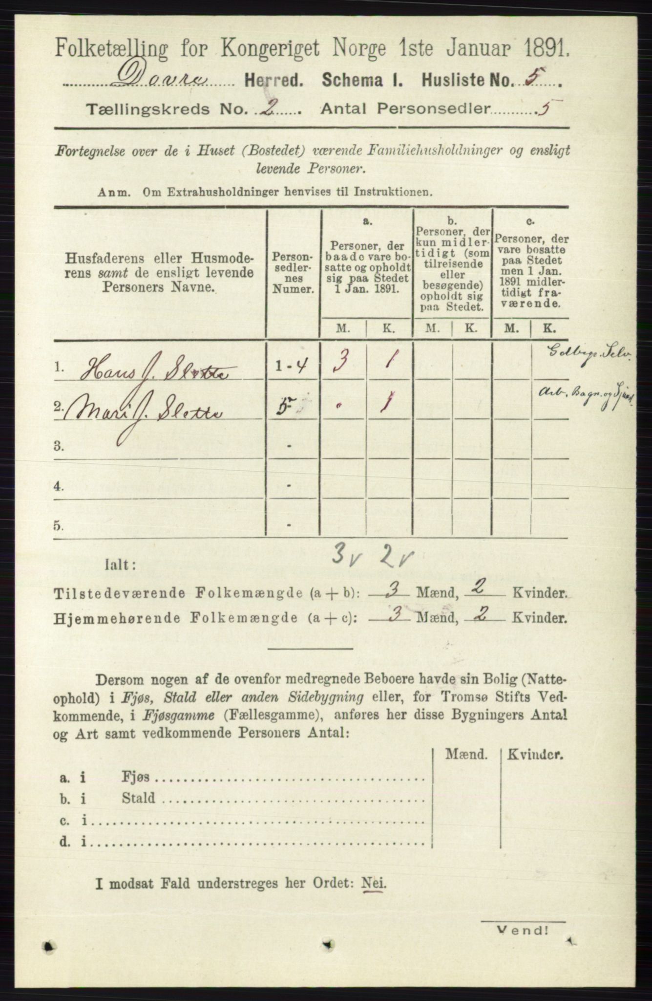 RA, 1891 census for 0511 Dovre, 1891, p. 798