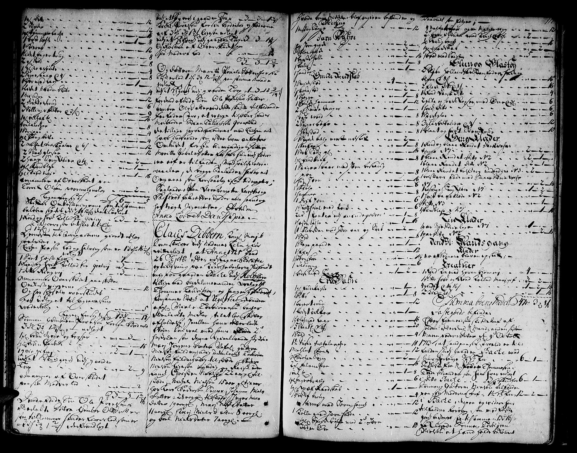 Nedenes sorenskriveri før 1824, SAK/1221-0007/H/Hc/L0010: Skifteprotokoll med register nr 9a, 1722-1727, p. 116b-117a