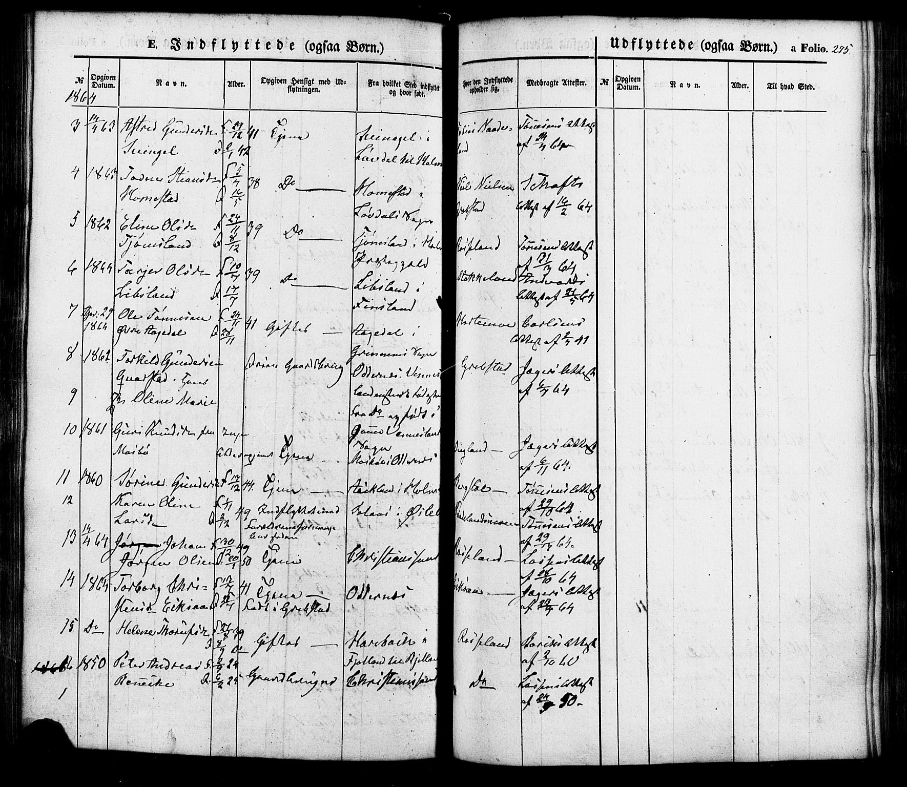 Søgne sokneprestkontor, SAK/1111-0037/F/Fa/Faa/L0002: Parish register (official) no. A 2, 1854-1882, p. 275