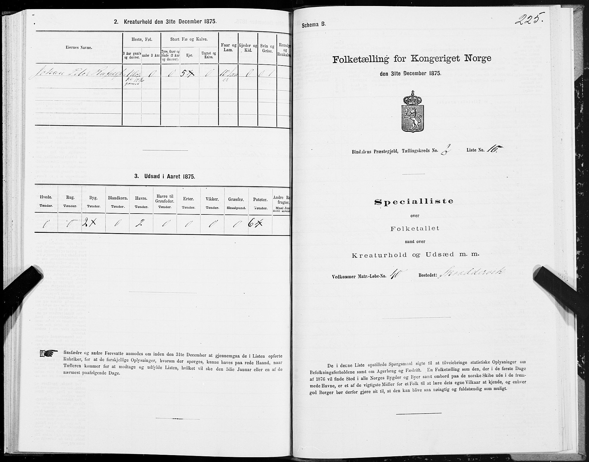 SAT, 1875 census for 1811P Bindal, 1875, p. 1225