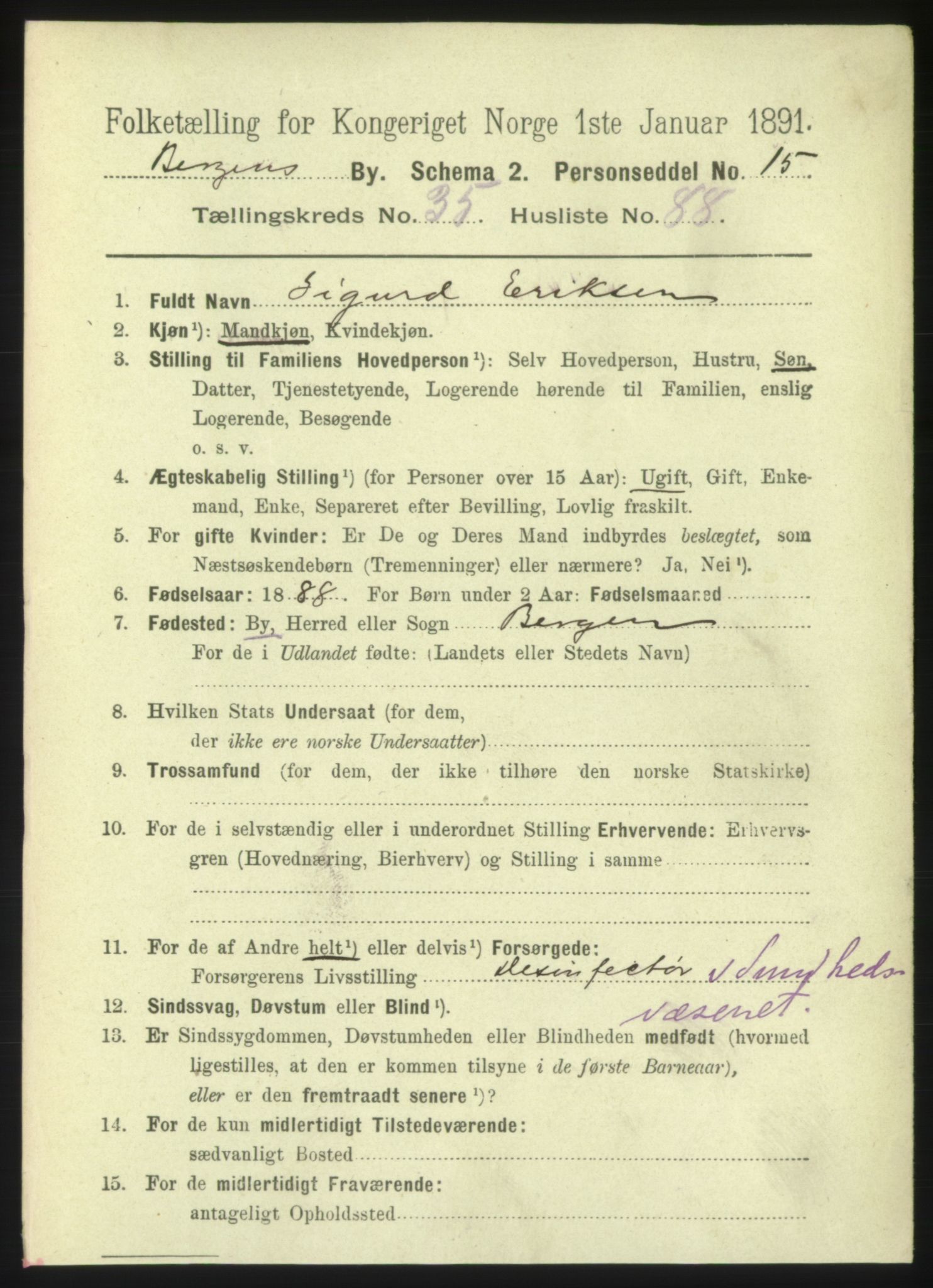 RA, 1891 Census for 1301 Bergen, 1891, p. 44445