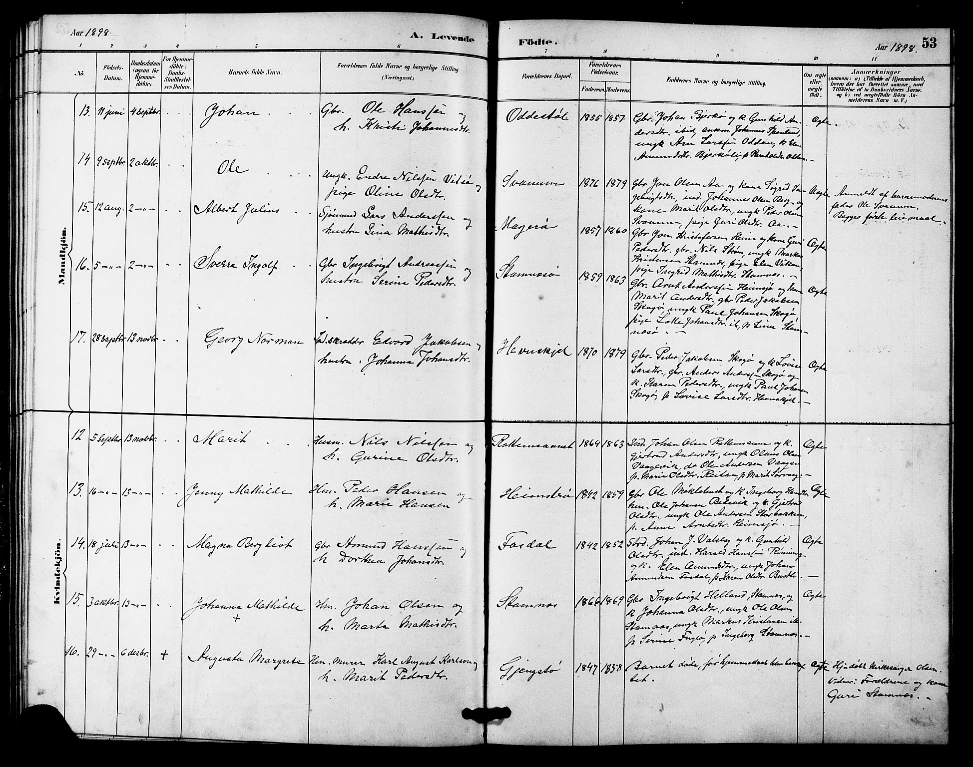 Ministerialprotokoller, klokkerbøker og fødselsregistre - Sør-Trøndelag, AV/SAT-A-1456/633/L0519: Parish register (copy) no. 633C01, 1884-1905, p. 53