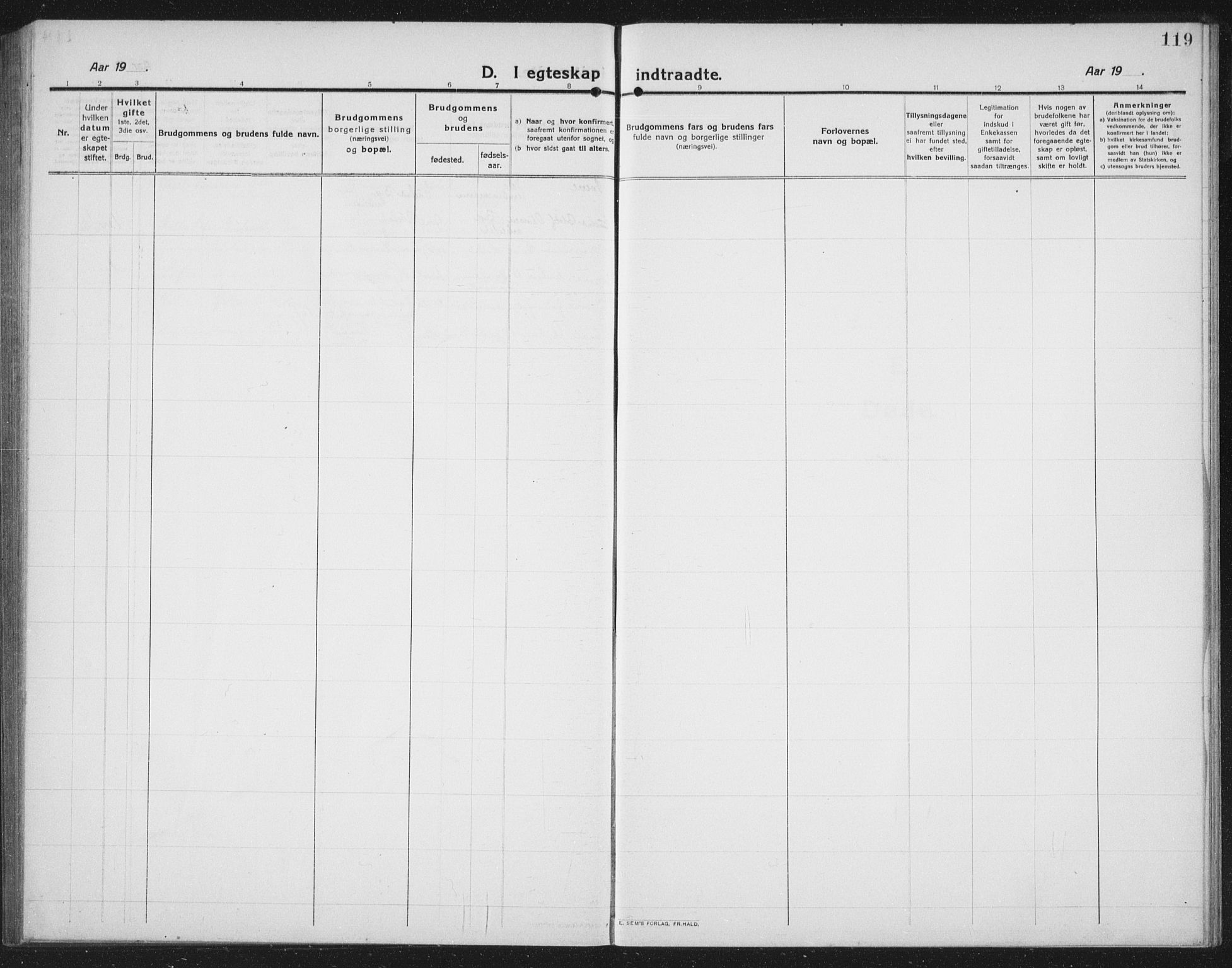 Ministerialprotokoller, klokkerbøker og fødselsregistre - Nord-Trøndelag, AV/SAT-A-1458/731/L0312: Parish register (copy) no. 731C03, 1911-1935, p. 119