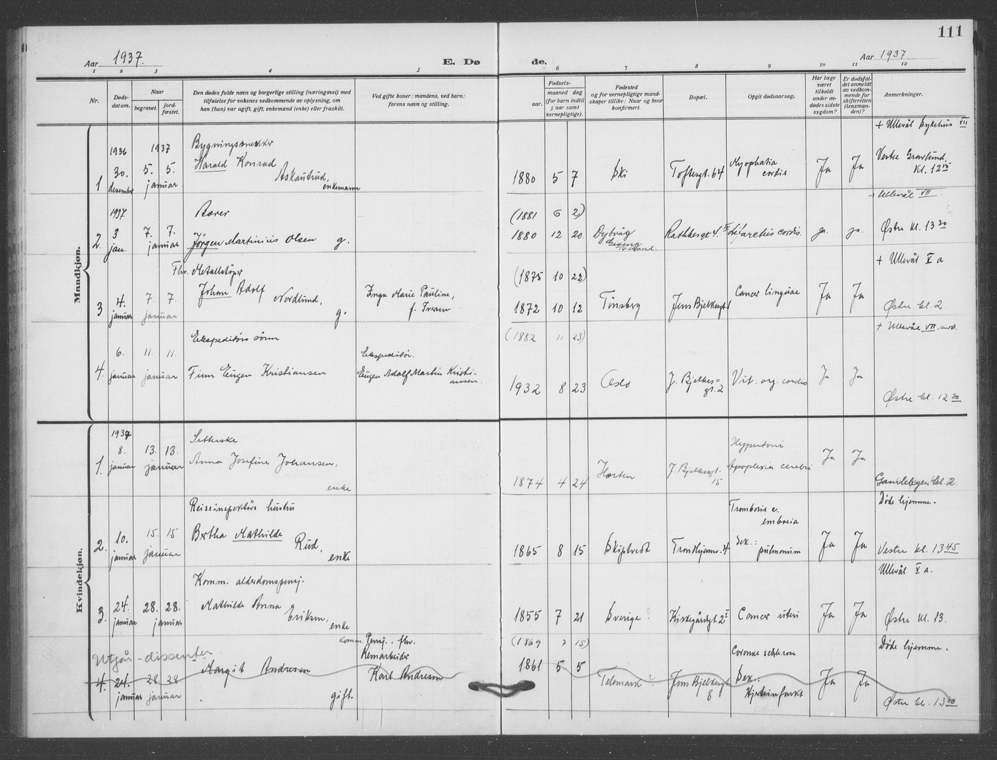 Matteus prestekontor Kirkebøker, AV/SAO-A-10870/F/Fa/L0004: Parish register (official) no. 4, 1917-1938, p. 111