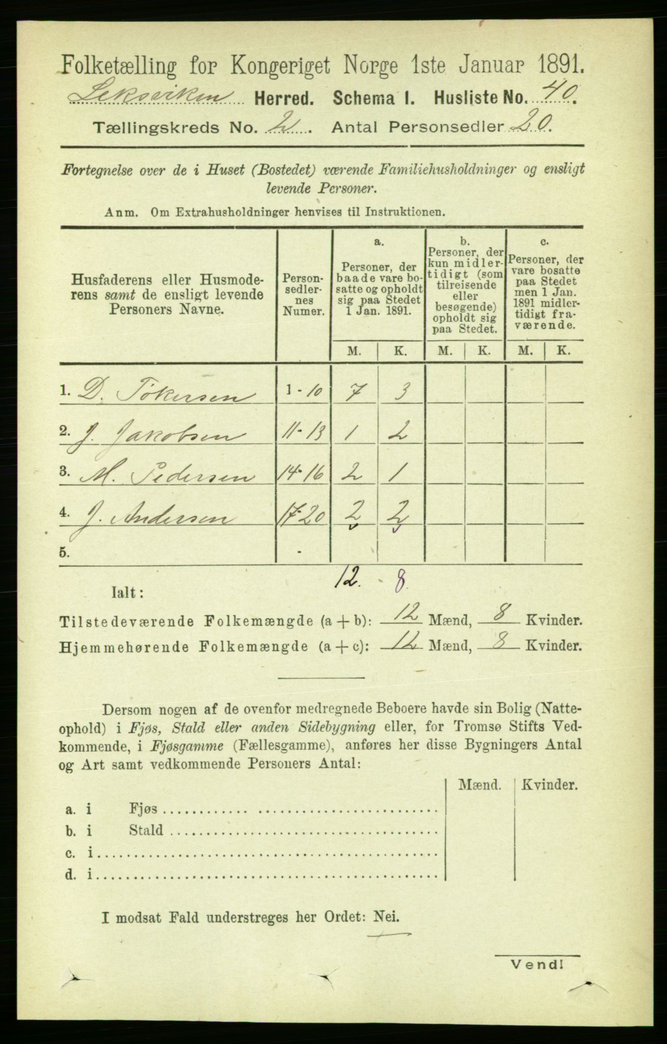 RA, 1891 census for 1718 Leksvik, 1891, p. 639