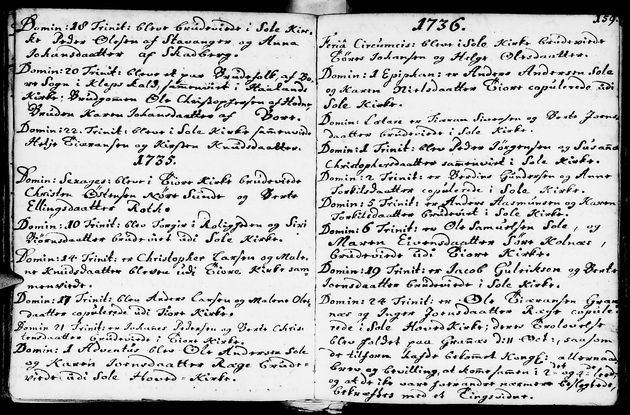 Håland sokneprestkontor, SAST/A-101802/001/30BA/L0002: Parish register (official) no. A 2, 1722-1794, p. 159