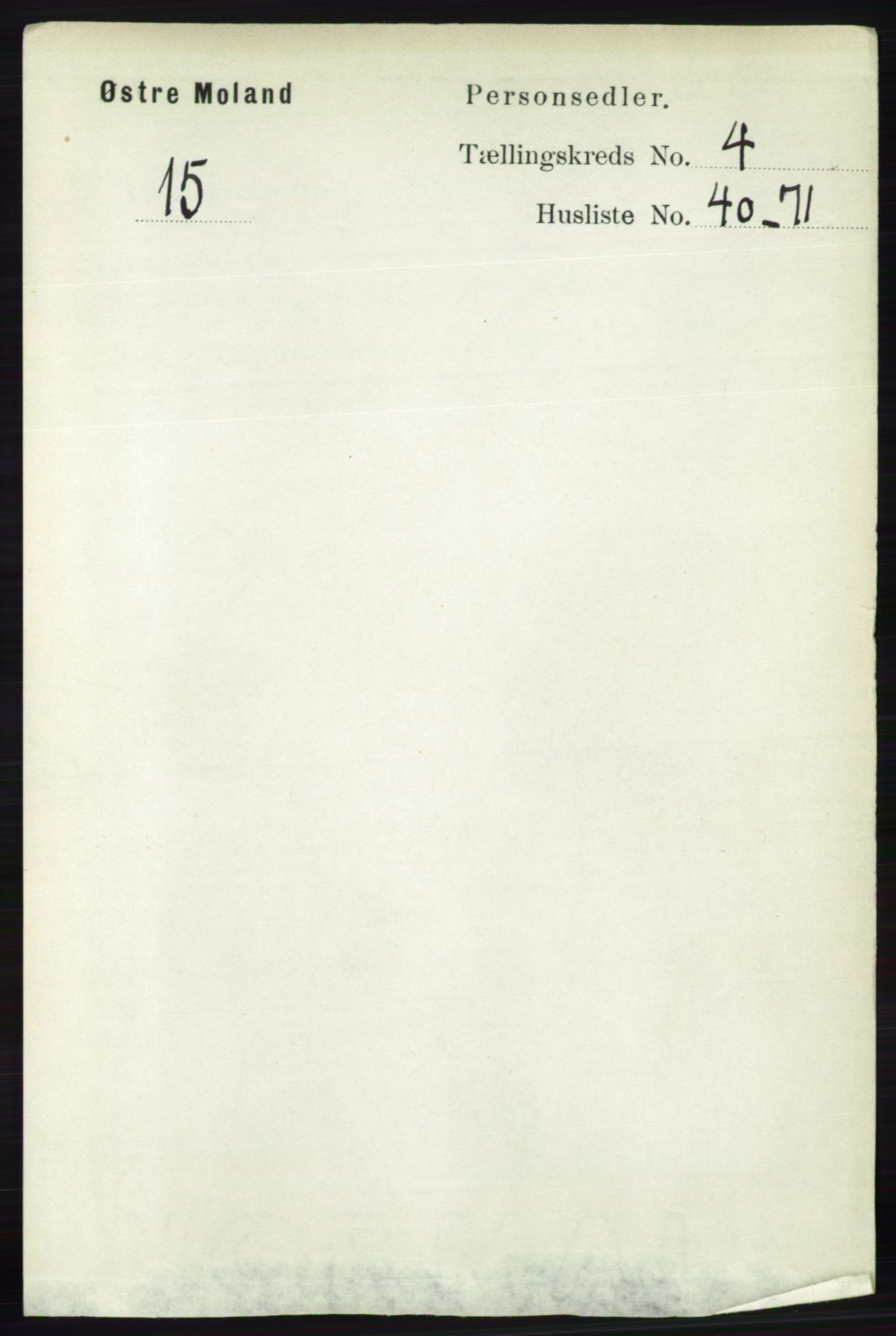 RA, 1891 census for 0918 Austre Moland, 1891, p. 2268