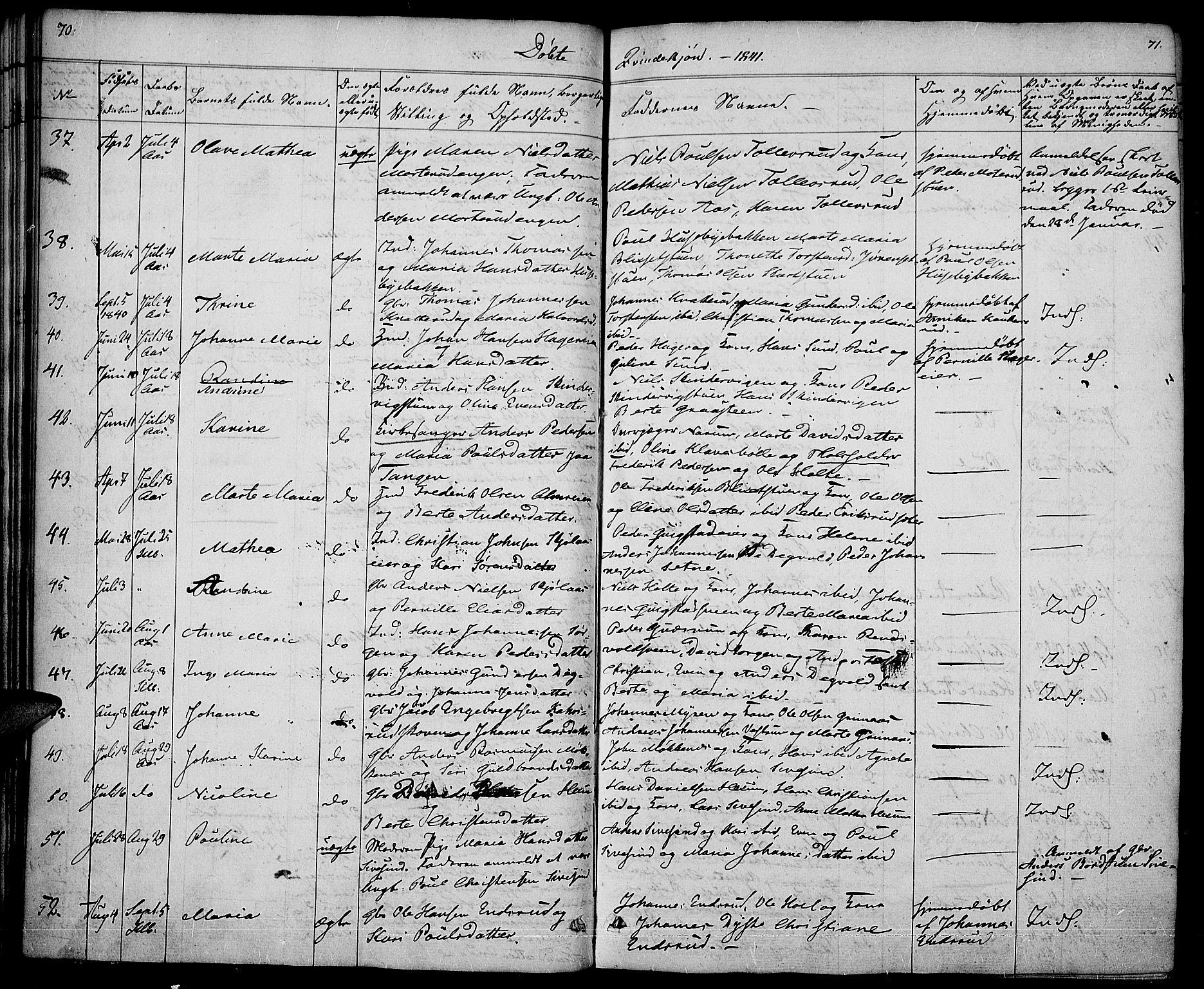 Vestre Toten prestekontor, AV/SAH-PREST-108/H/Ha/Haa/L0003: Parish register (official) no. 3, 1836-1843, p. 70-71