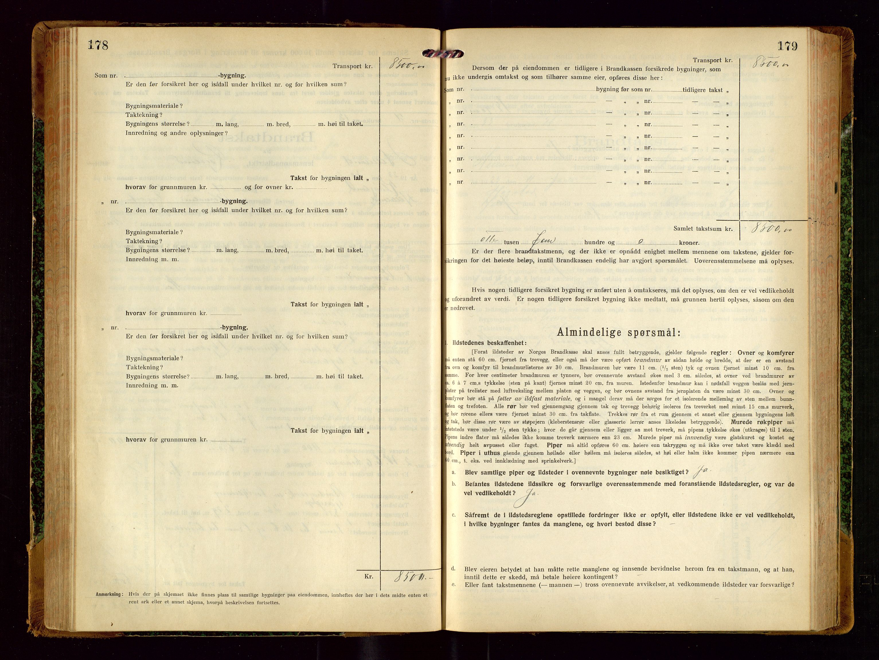 Helleland lensmannskontor, AV/SAST-A-100209/Gob/L0002: "Brandtakstprotokoll", 1921-1930, p. 178-179