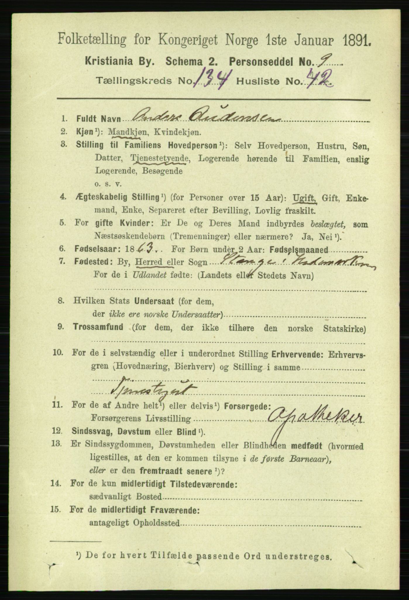 RA, 1891 census for 0301 Kristiania, 1891, p. 74414