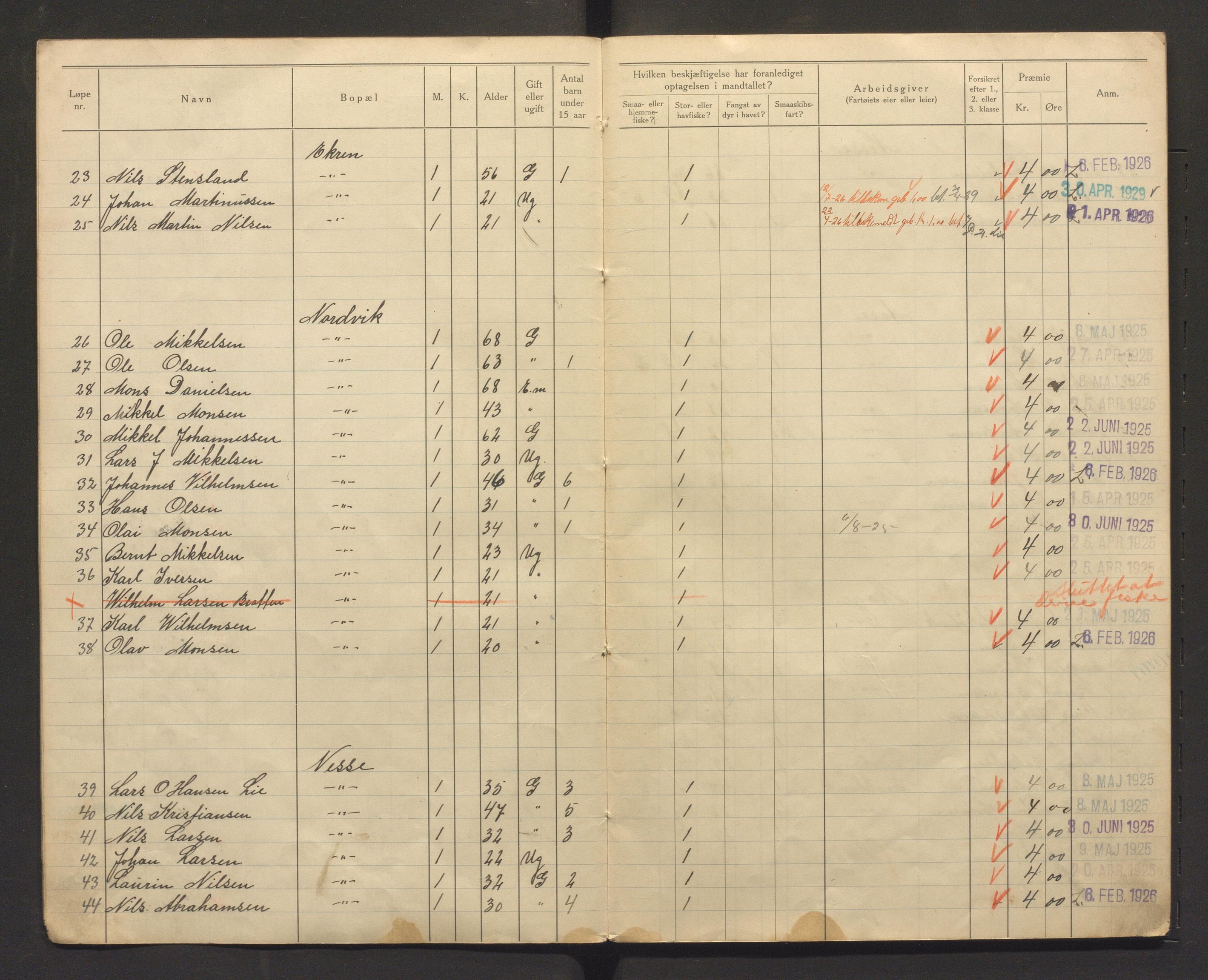 Fjell kommune. Fiskarmanntalsnemnda, IKAH/1246-352/F/Fa/L0001/0004: Fiskarmanntal / Fiskarmanntal, 1925