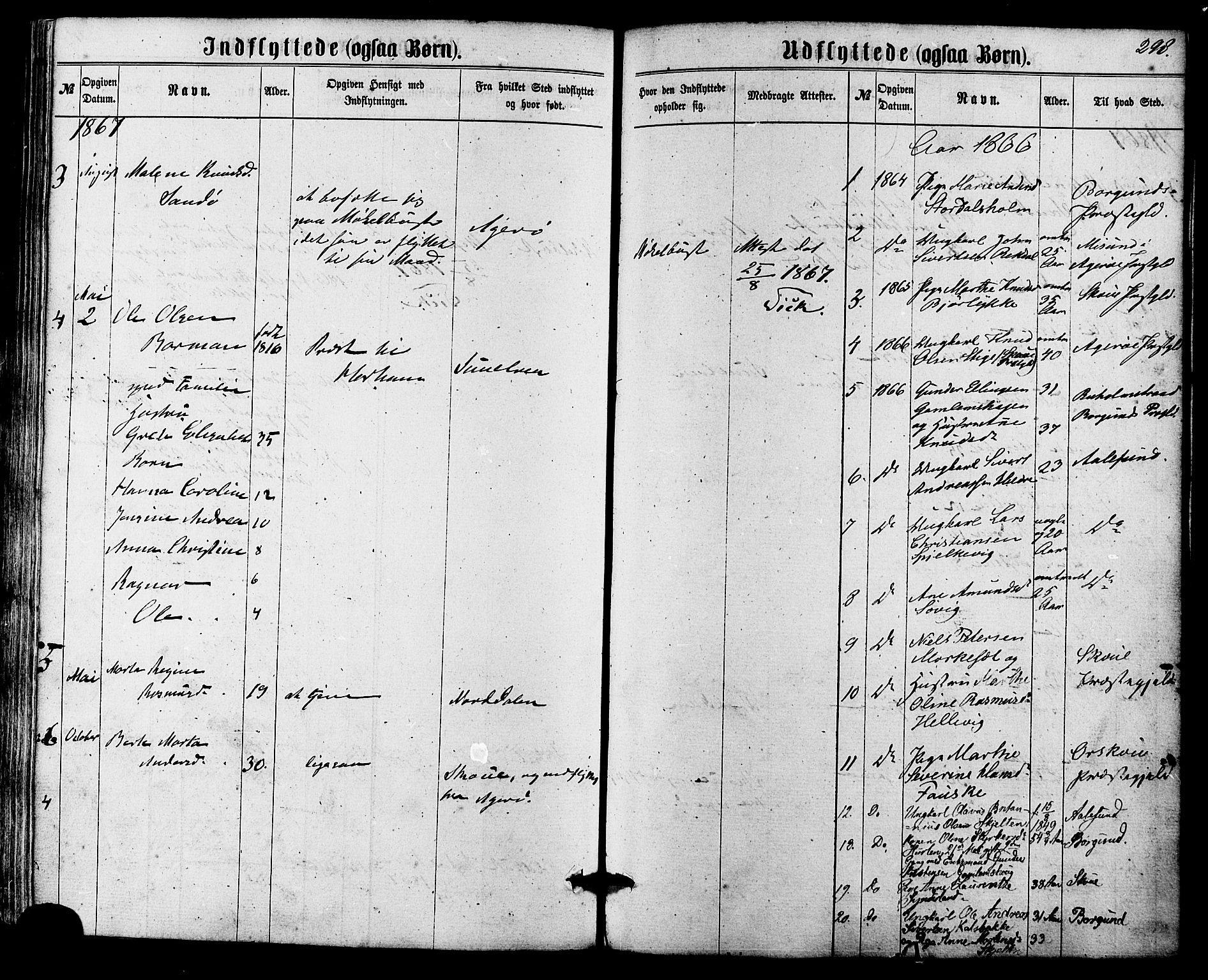 Ministerialprotokoller, klokkerbøker og fødselsregistre - Møre og Romsdal, SAT/A-1454/536/L0498: Parish register (official) no. 536A07, 1862-1875, p. 298