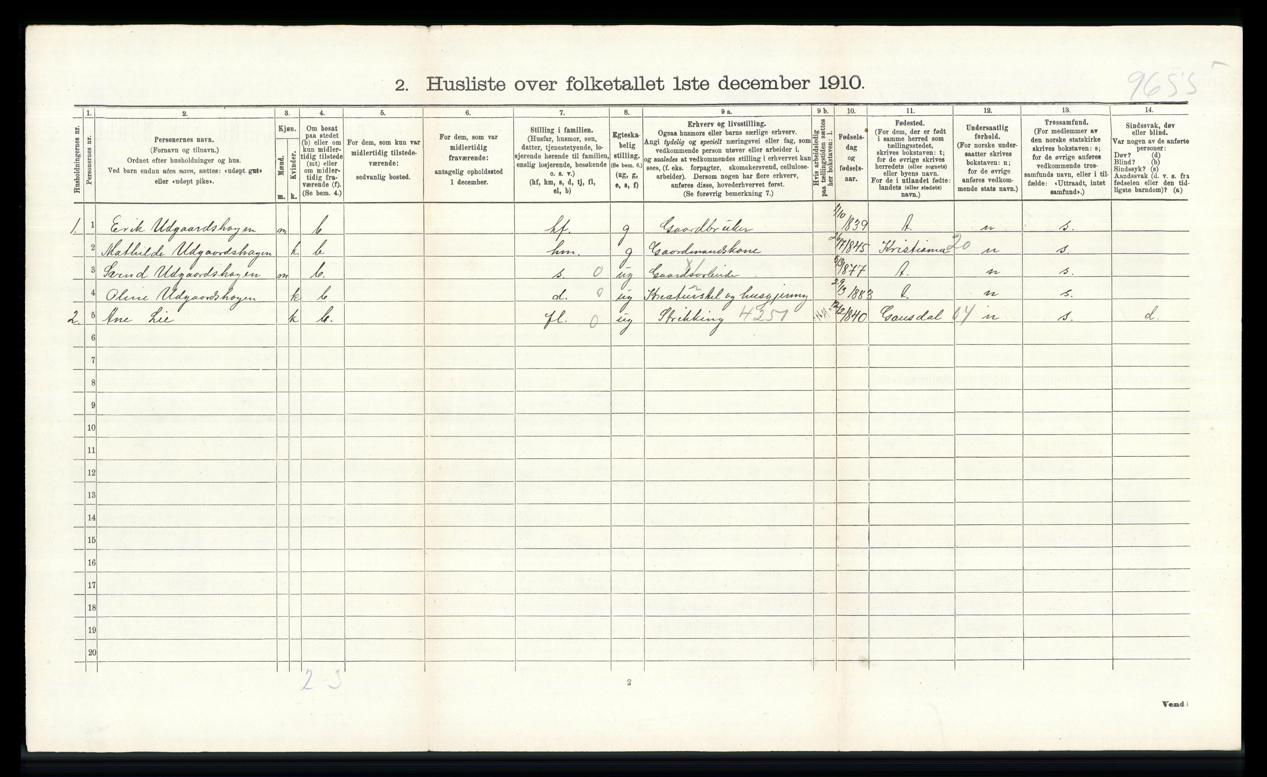 RA, 1910 census for Lesja, 1910, p. 830