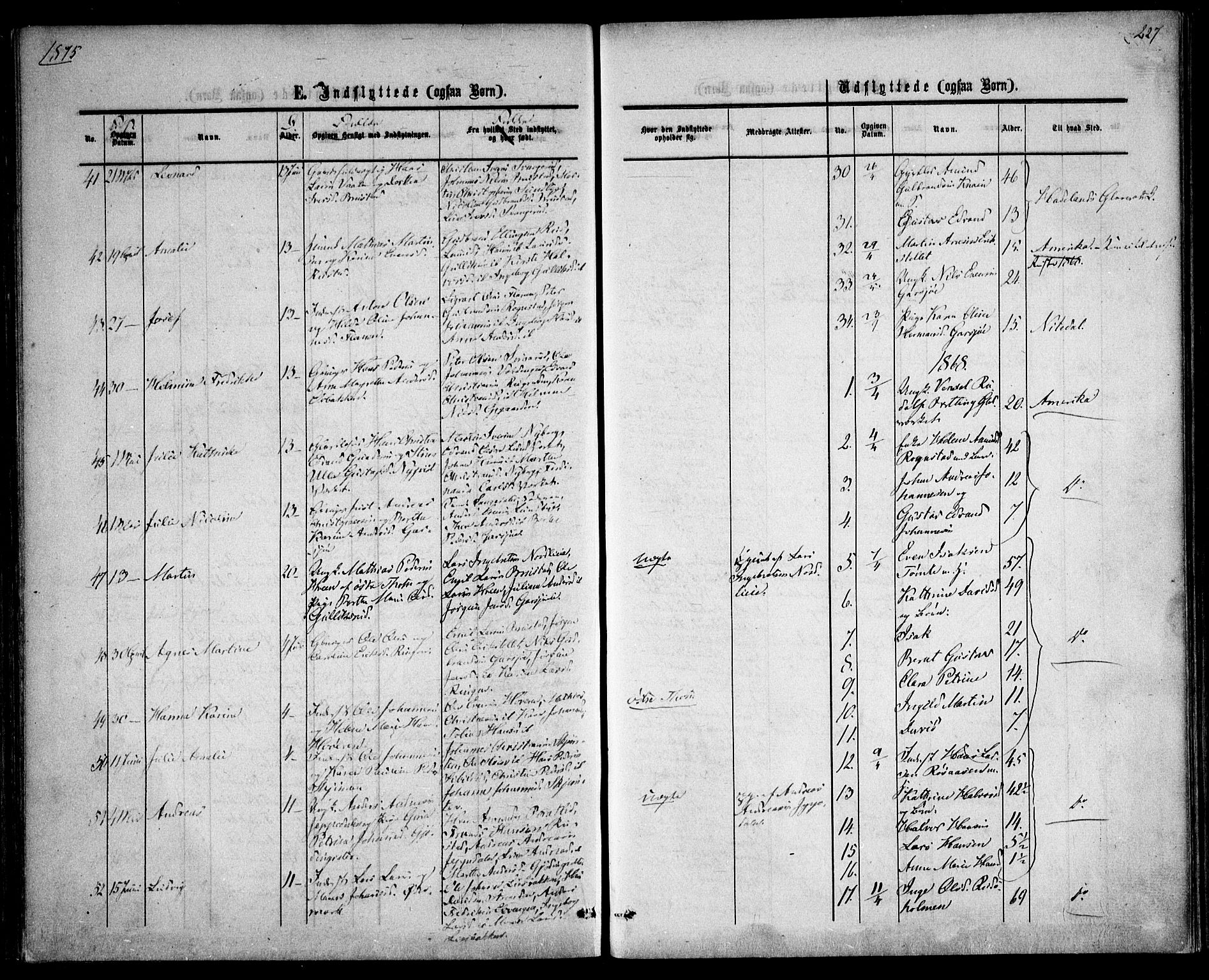 Hurdal prestekontor Kirkebøker, AV/SAO-A-10889/F/Fa/L0006: Parish register (official) no. I 6, 1860-1877, p. 227