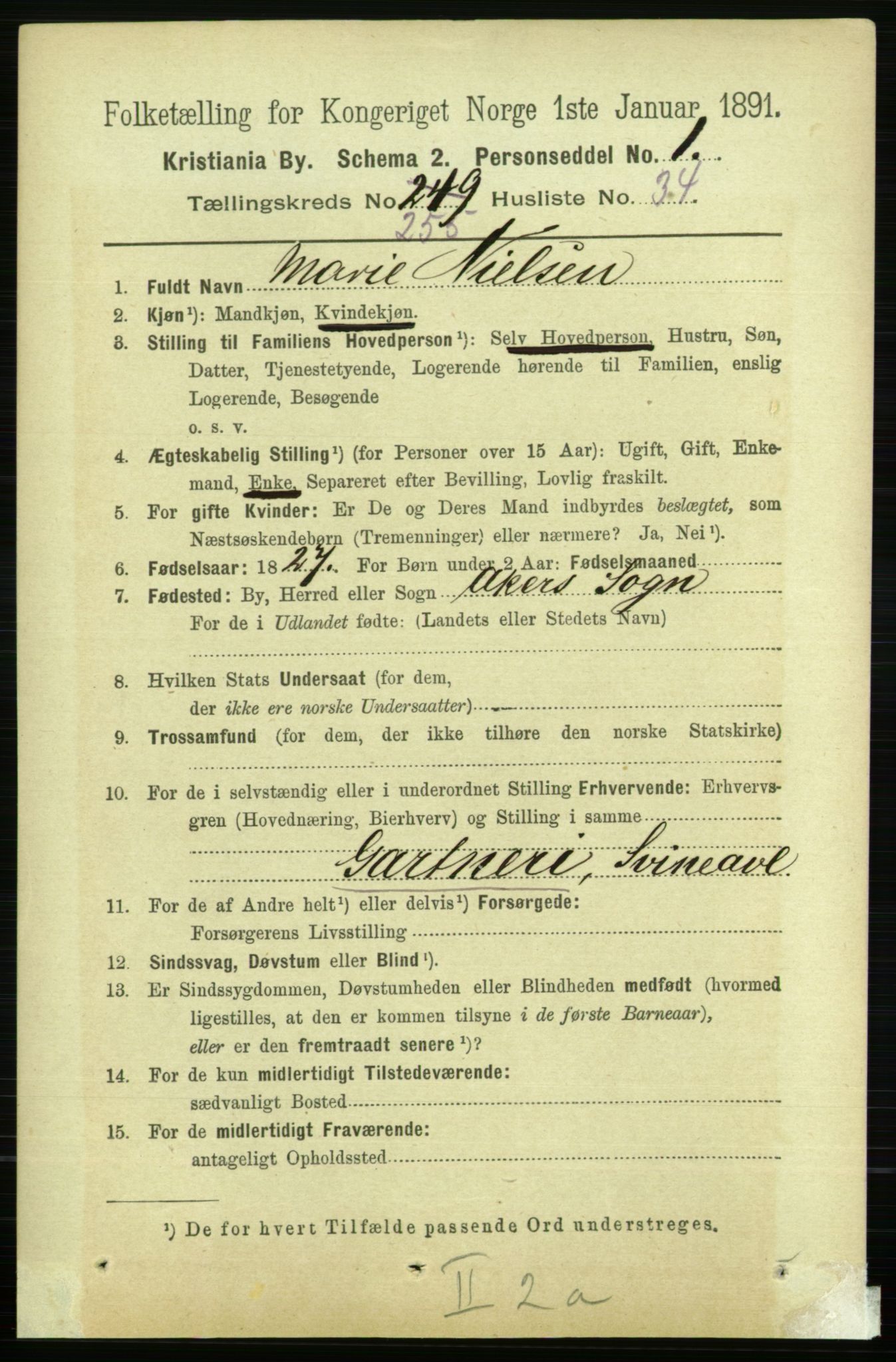 RA, 1891 census for 0301 Kristiania, 1891, p. 155405
