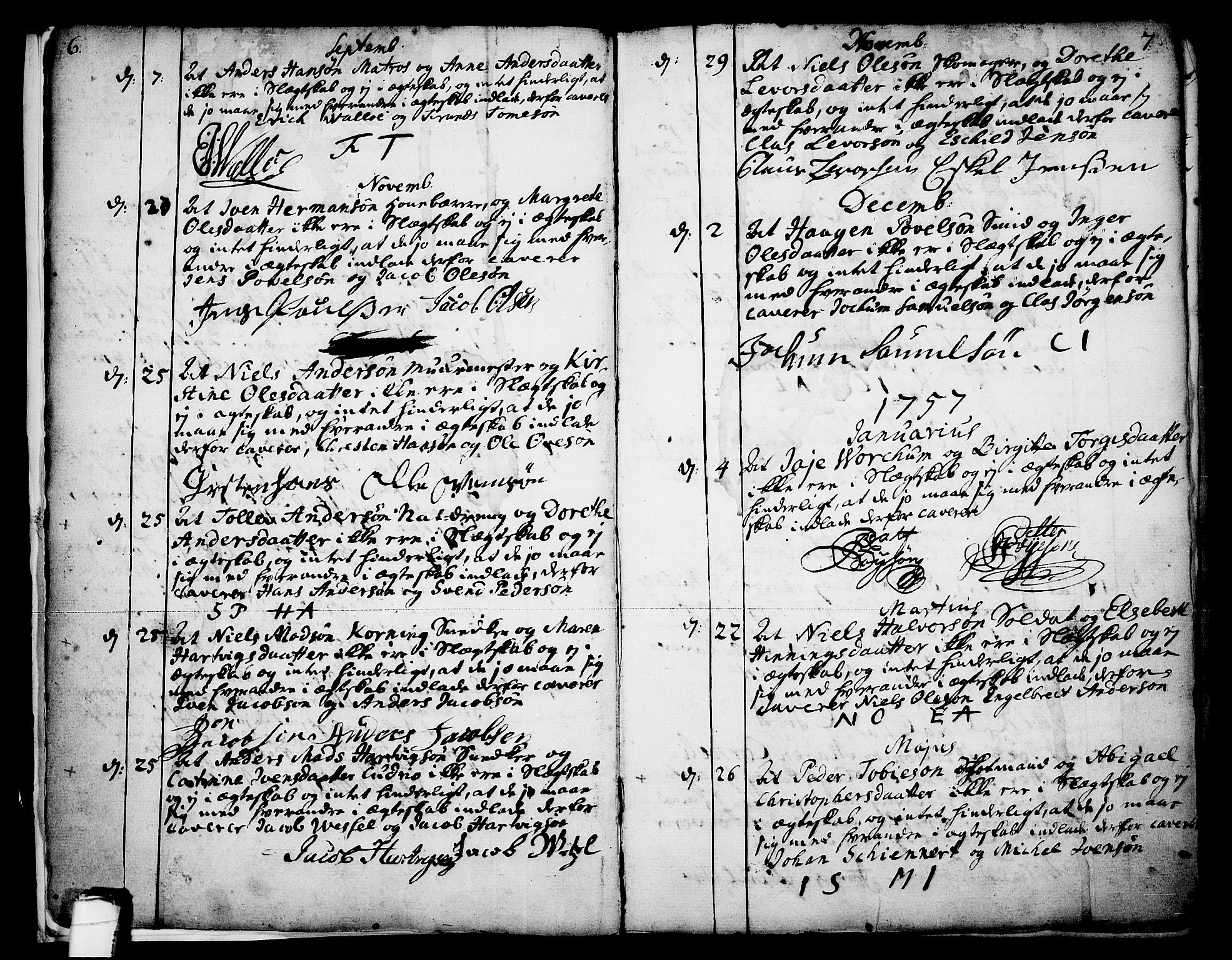 Skien kirkebøker, SAKO/A-302/F/Fa/L0003: Parish register (official) no. 3, 1755-1791, p. 6-7