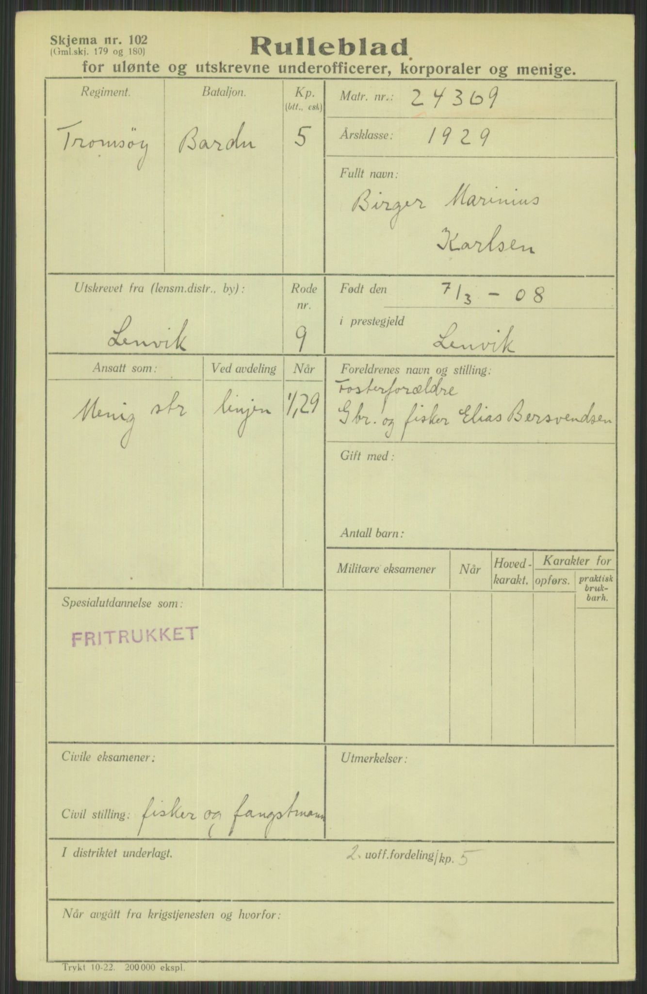 Forsvaret, Troms infanteriregiment nr. 16, AV/RA-RAFA-3146/P/Pa/L0013/0004: Rulleblad / Rulleblad for regimentets menige mannskaper, årsklasse 1929, 1929, p. 621