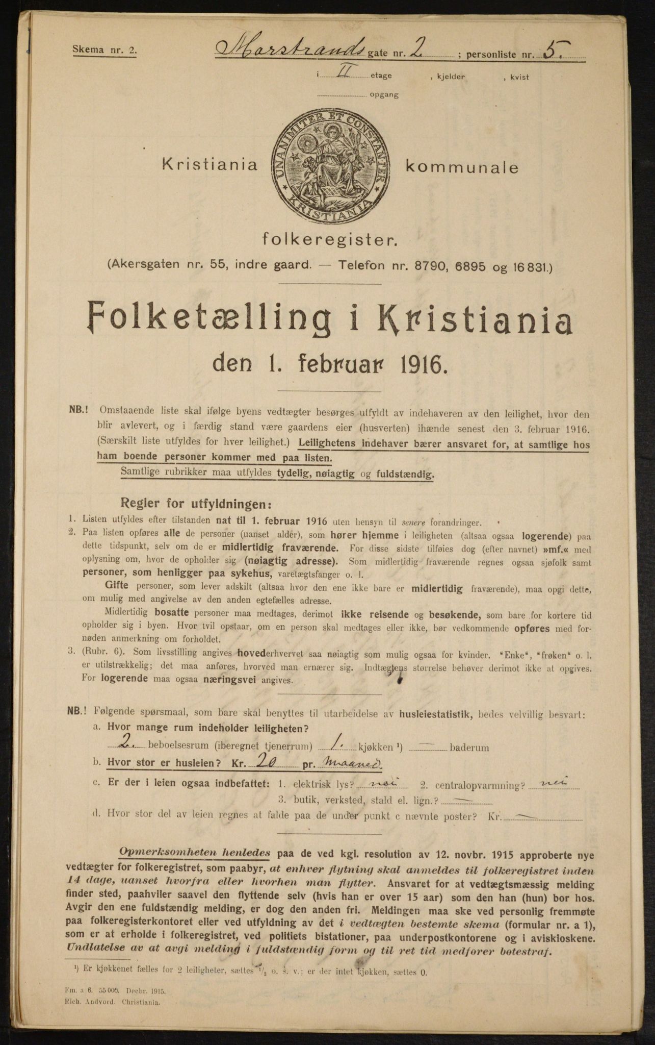 OBA, Municipal Census 1916 for Kristiania, 1916, p. 66336