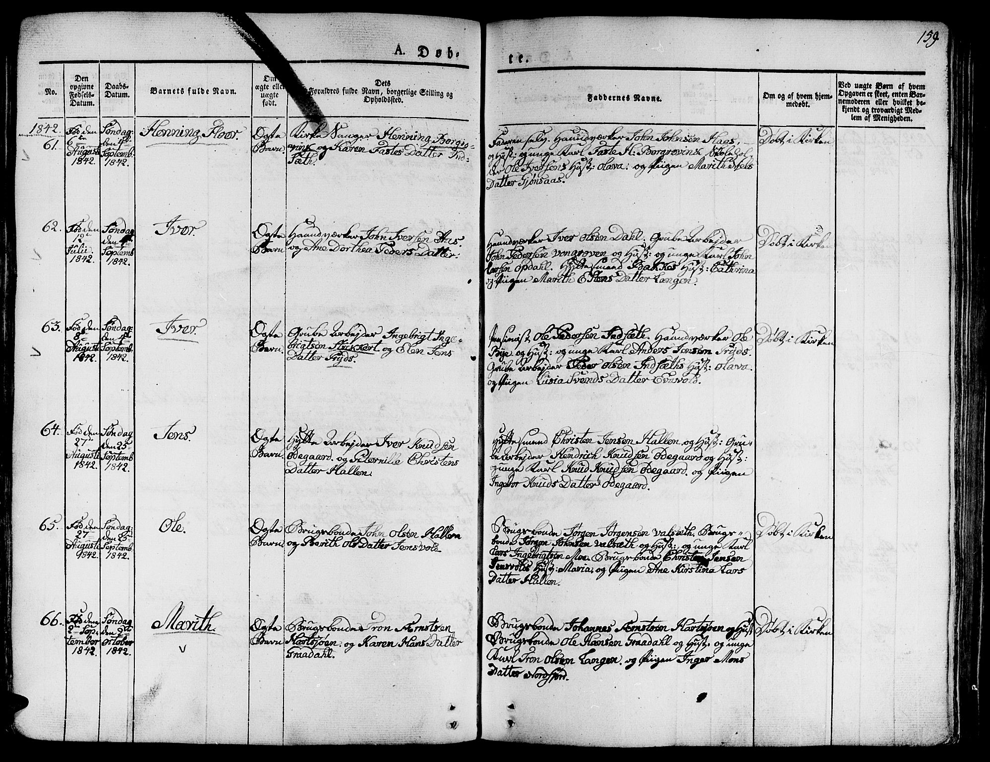 Ministerialprotokoller, klokkerbøker og fødselsregistre - Sør-Trøndelag, AV/SAT-A-1456/681/L0930: Parish register (official) no. 681A08, 1829-1844, p. 159