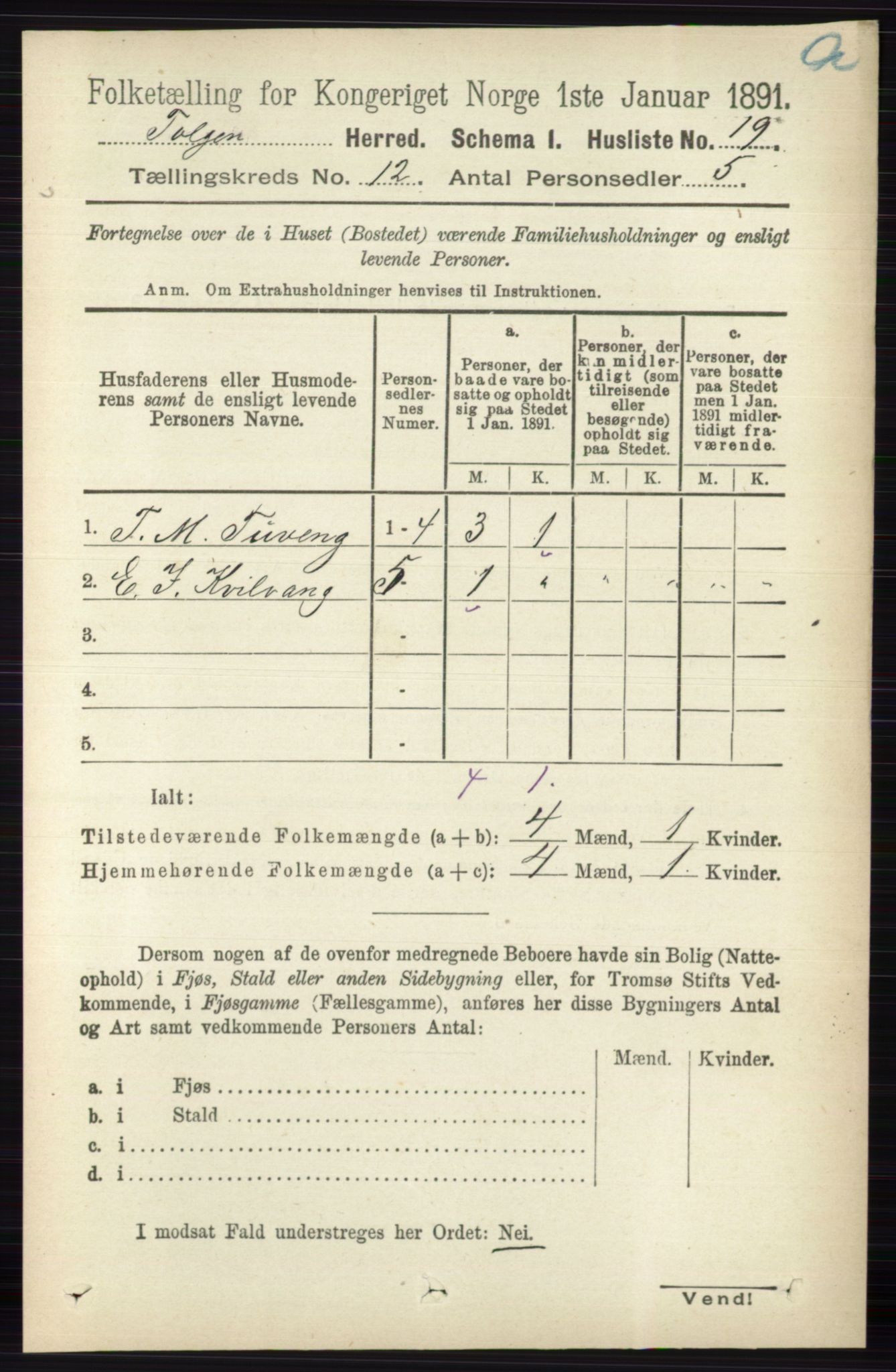 RA, 1891 census for 0436 Tolga, 1891, p. 3673