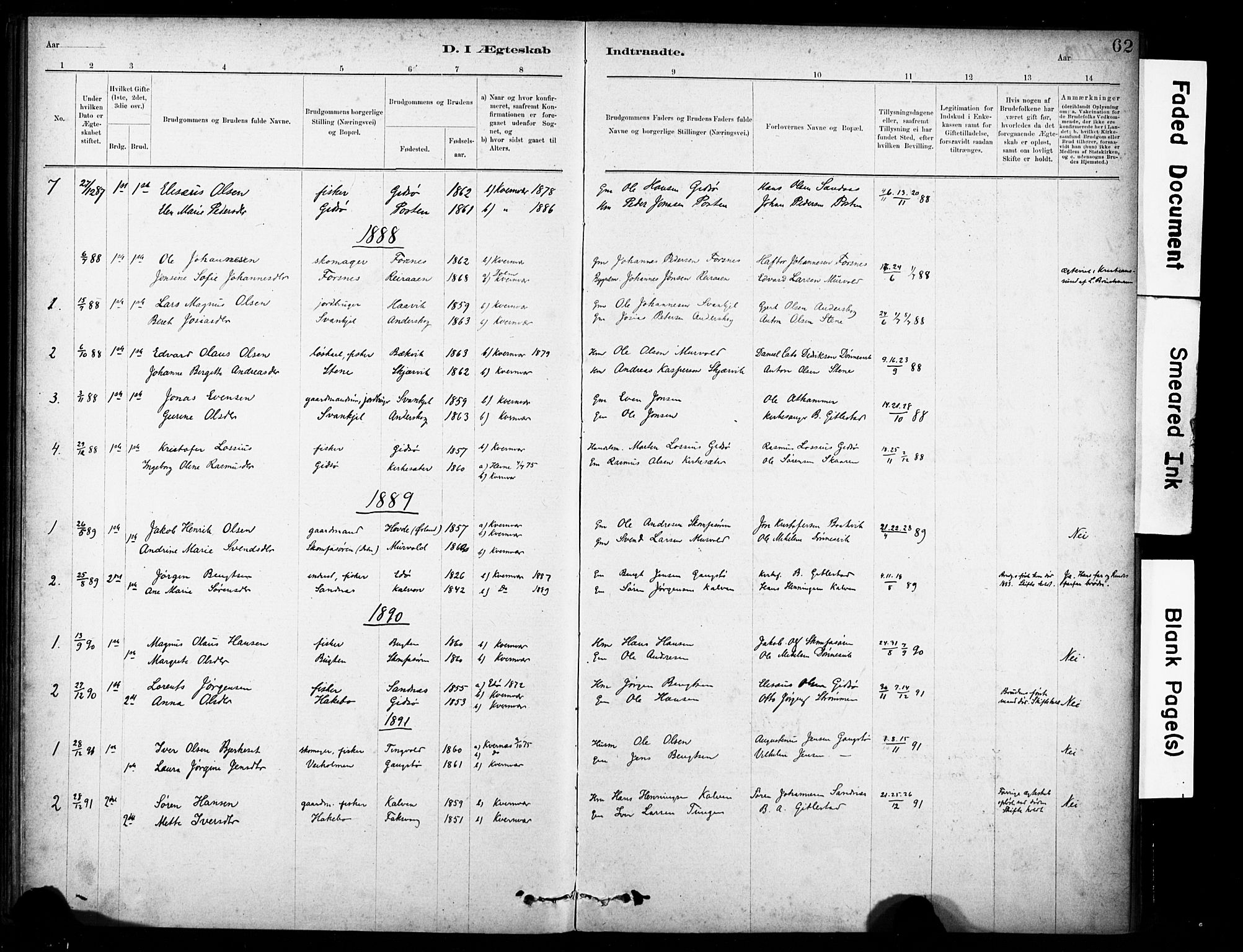 Ministerialprotokoller, klokkerbøker og fødselsregistre - Sør-Trøndelag, SAT/A-1456/635/L0551: Parish register (official) no. 635A01, 1882-1899, p. 62