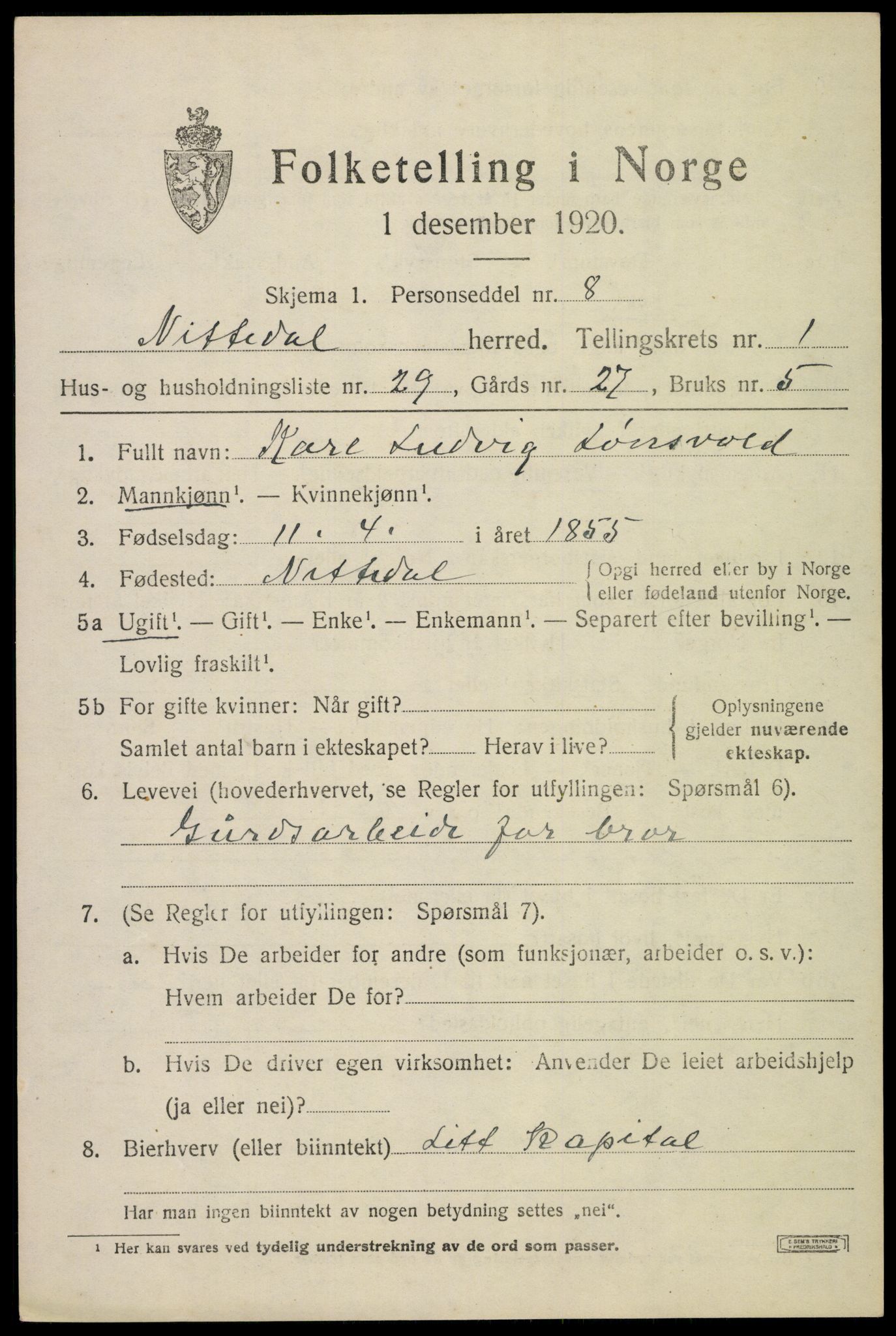 SAO, 1920 census for Nittedal, 1920, p. 1526