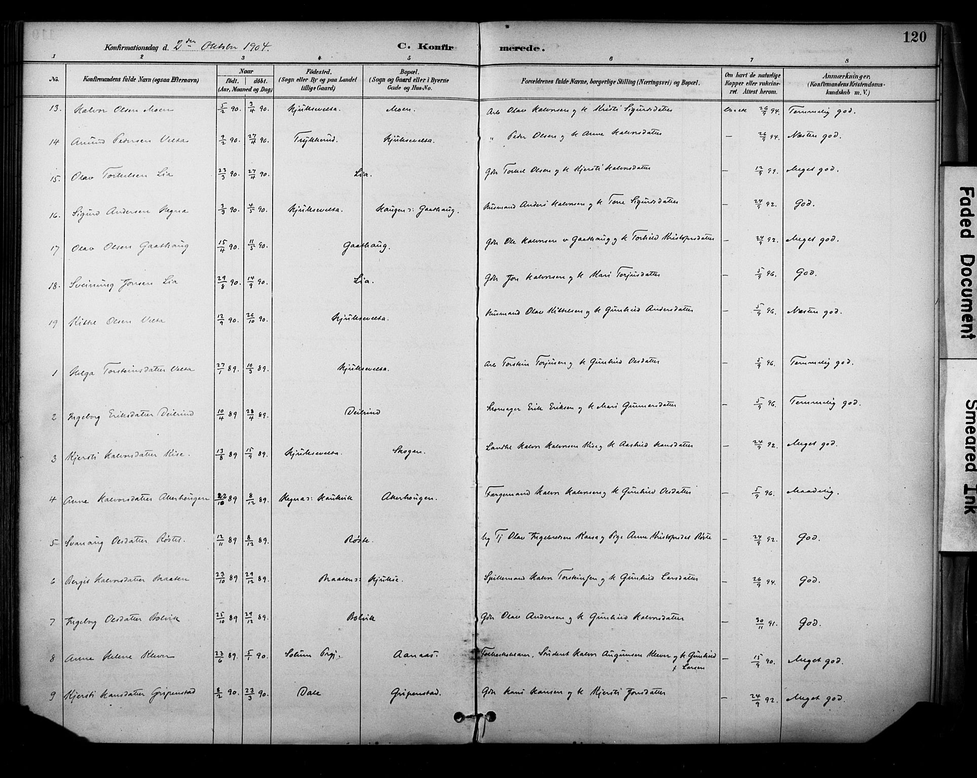 Sauherad kirkebøker, SAKO/A-298/F/Fa/L0009: Parish register (official) no. I 9, 1887-1912, p. 120