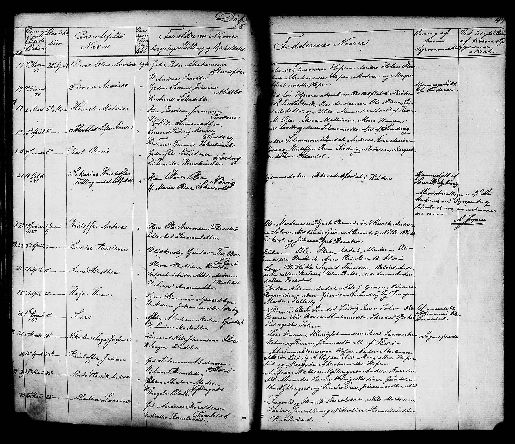 Kinn sokneprestembete, AV/SAB-A-80801/H/Hab/Habc/L0002: Parish register (copy) no. C 2, 1869-1918, p. 44