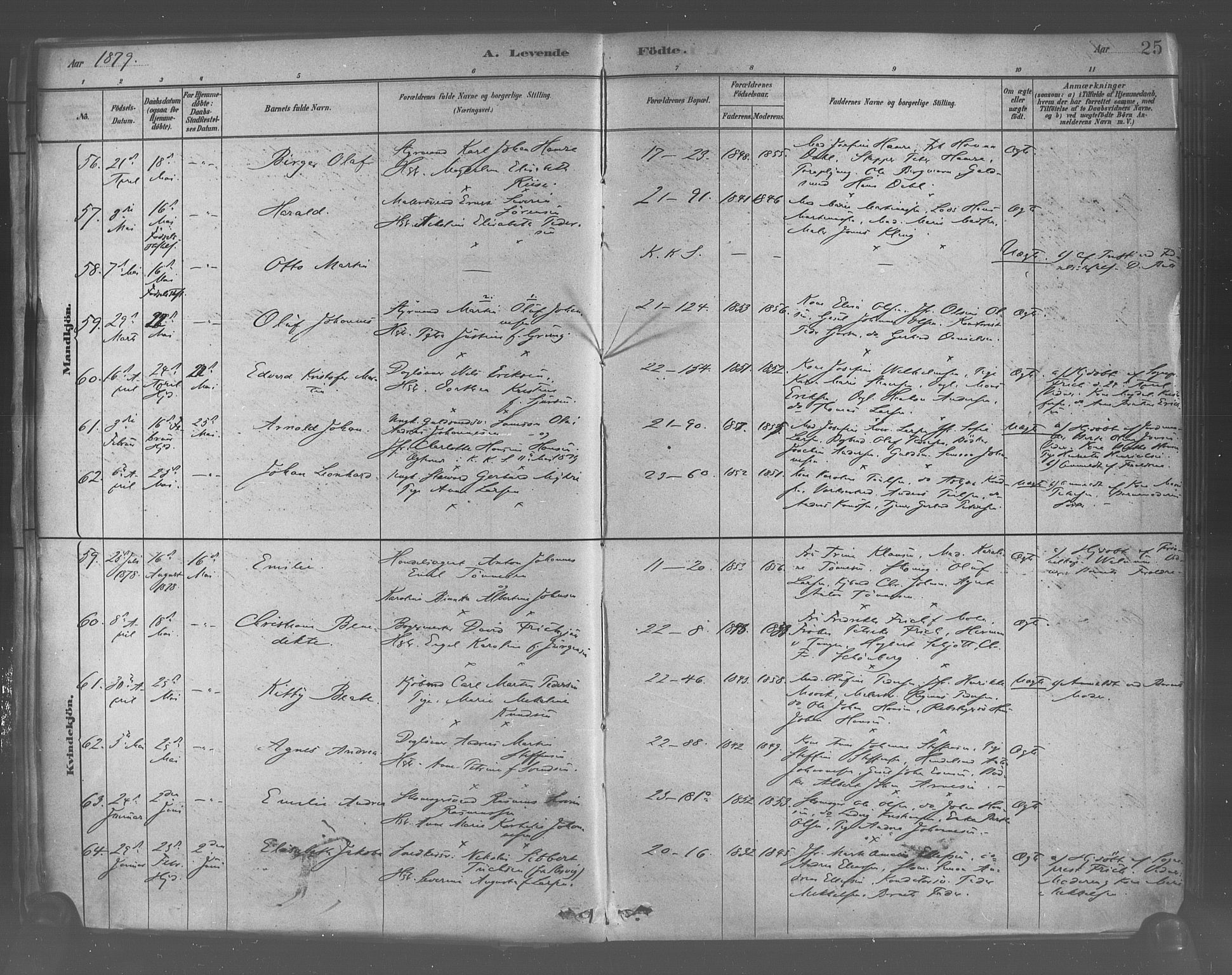 Korskirken sokneprestembete, SAB/A-76101/H/Haa/L0021: Parish register (official) no. B 7, 1878-1889, p. 25