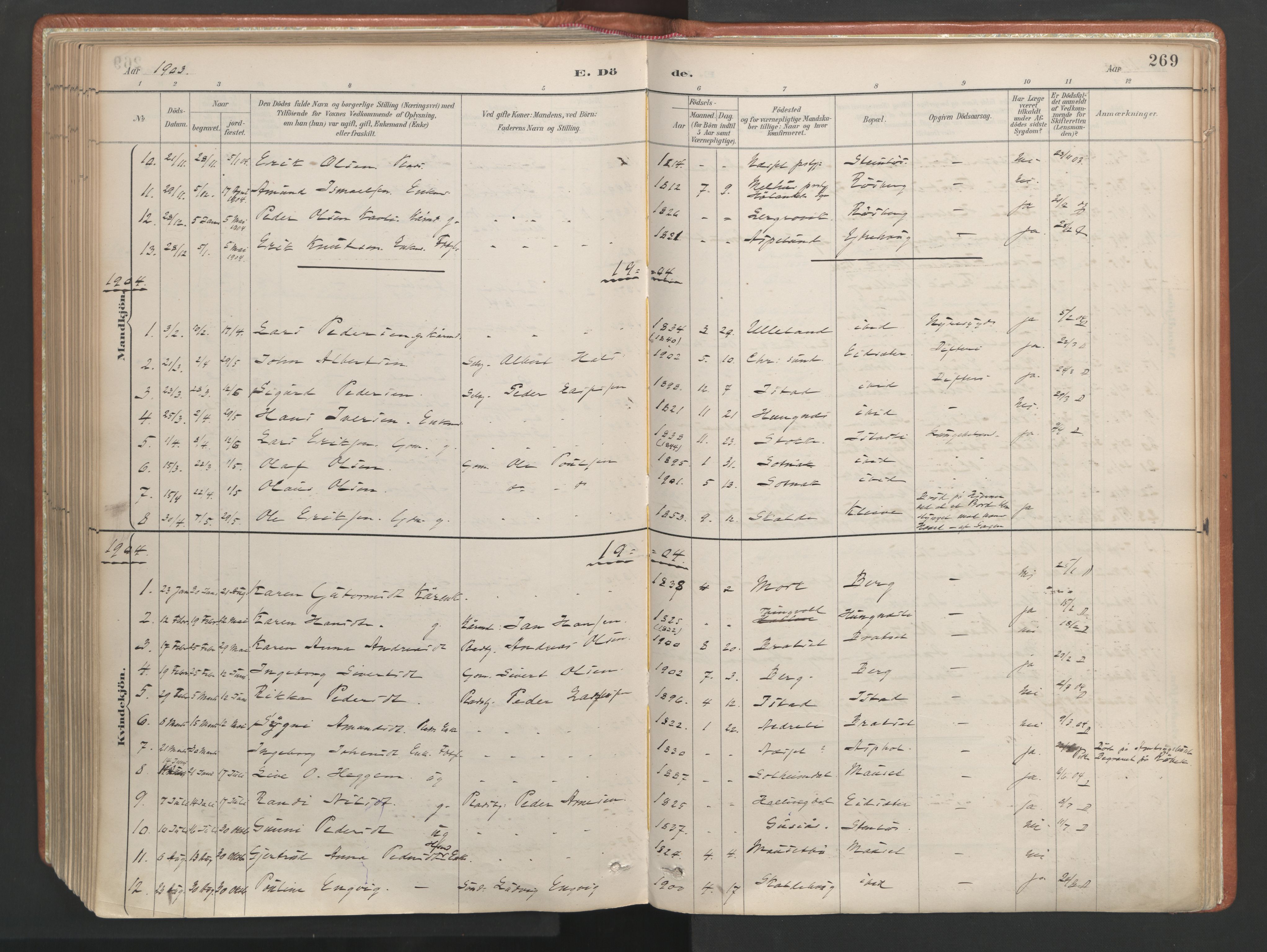 Ministerialprotokoller, klokkerbøker og fødselsregistre - Møre og Romsdal, AV/SAT-A-1454/557/L0682: Parish register (official) no. 557A04, 1887-1970, p. 269