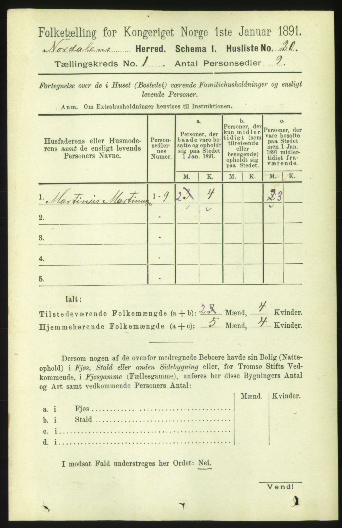 RA, 1891 census for 1524 Norddal, 1891, p. 49