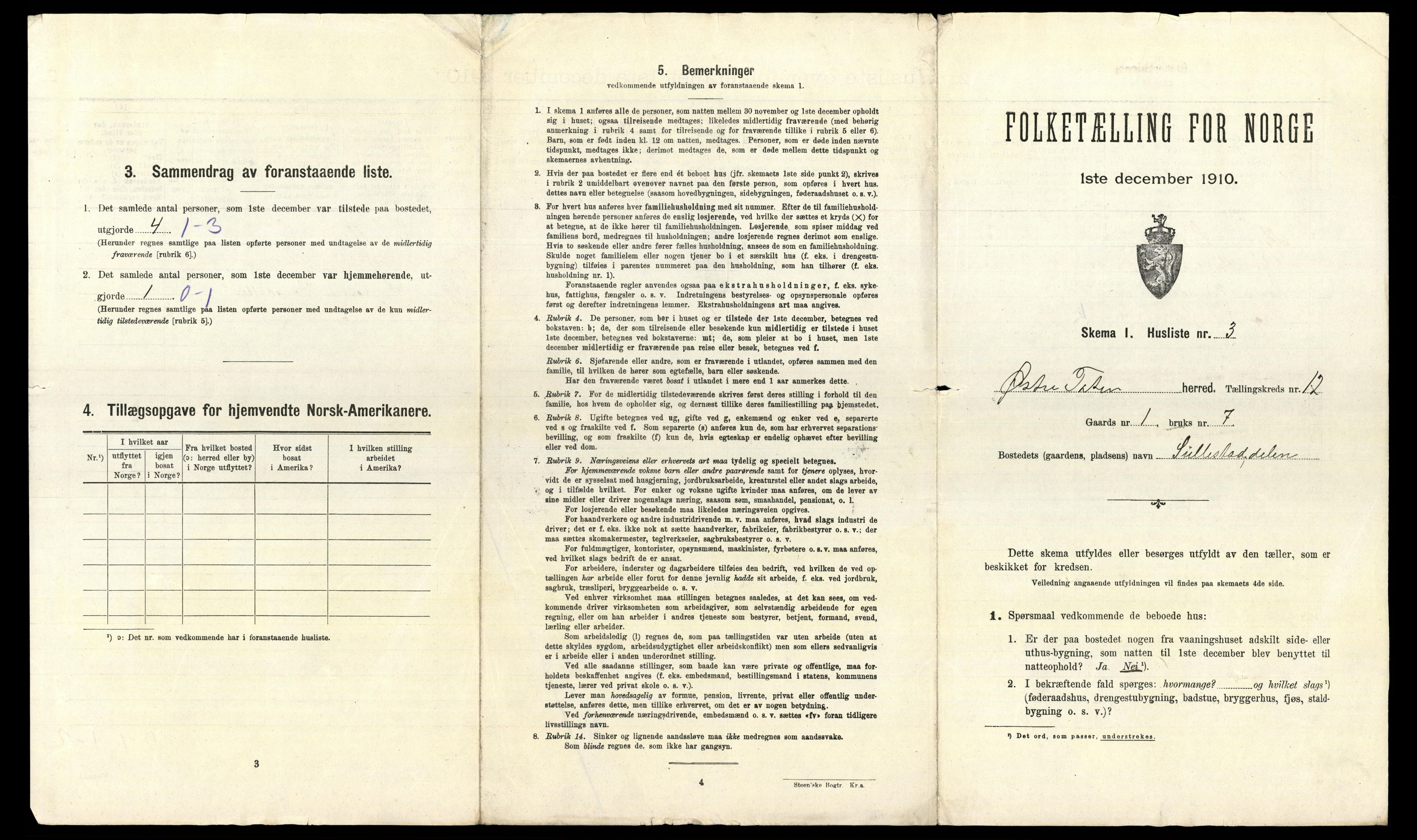 RA, 1910 census for Østre Toten, 1910, p. 3087