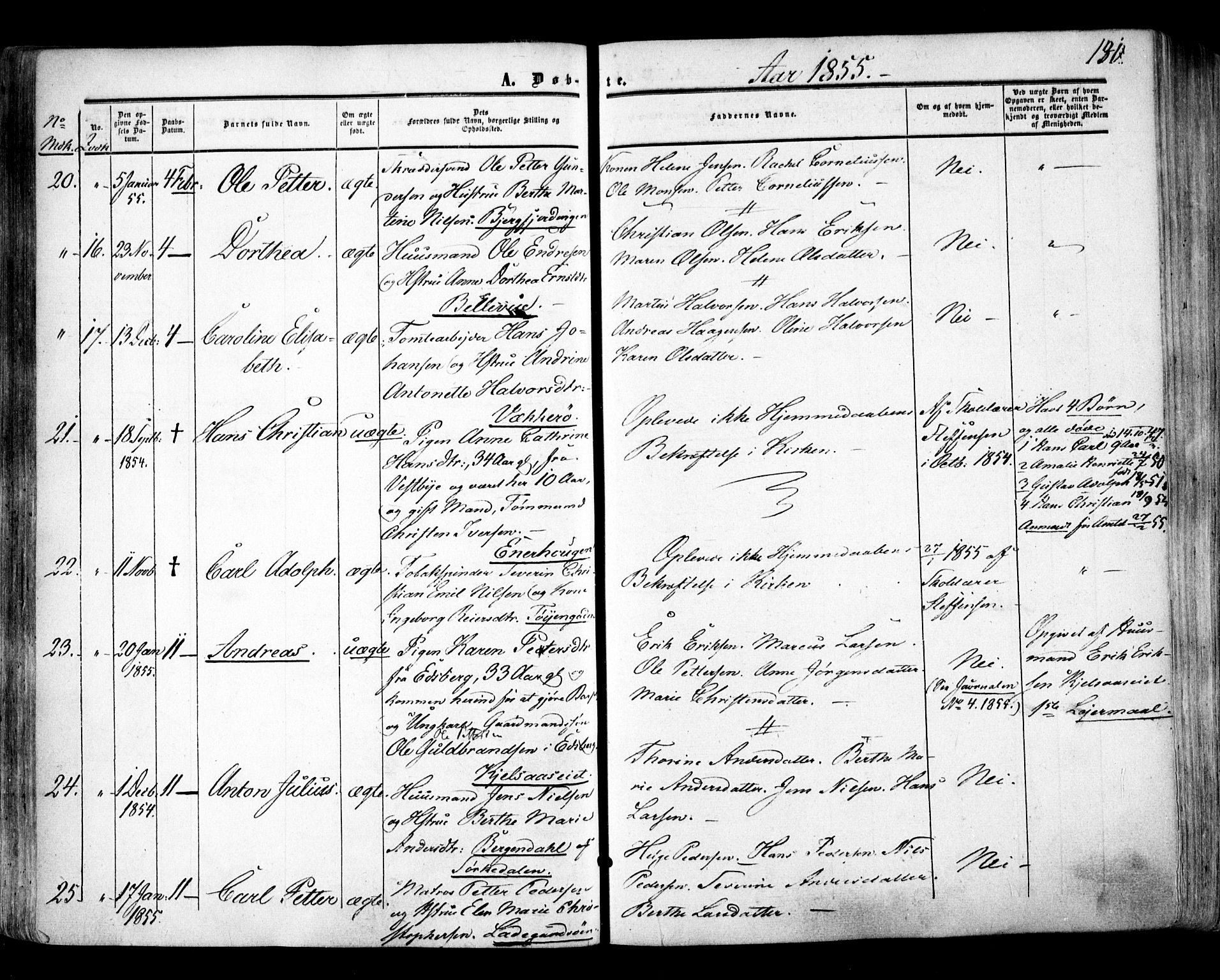 Aker prestekontor kirkebøker, SAO/A-10861/F/L0020: Parish register (official) no. 20, 1853-1857, p. 131