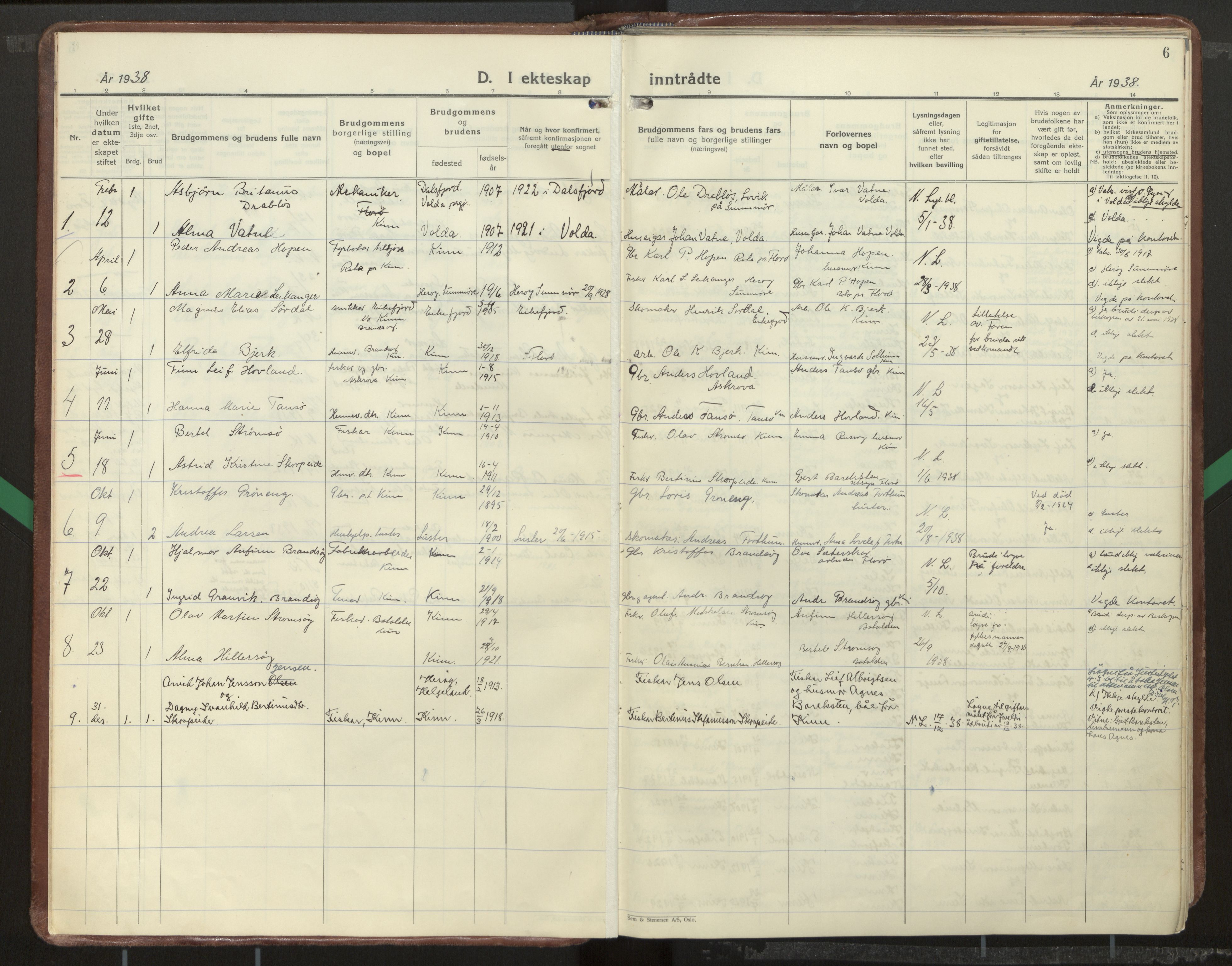 Kinn sokneprestembete, AV/SAB-A-80801/H/Haa/Haab/L0012: Parish register (official) no. B 12, 1937-1968, p. 6