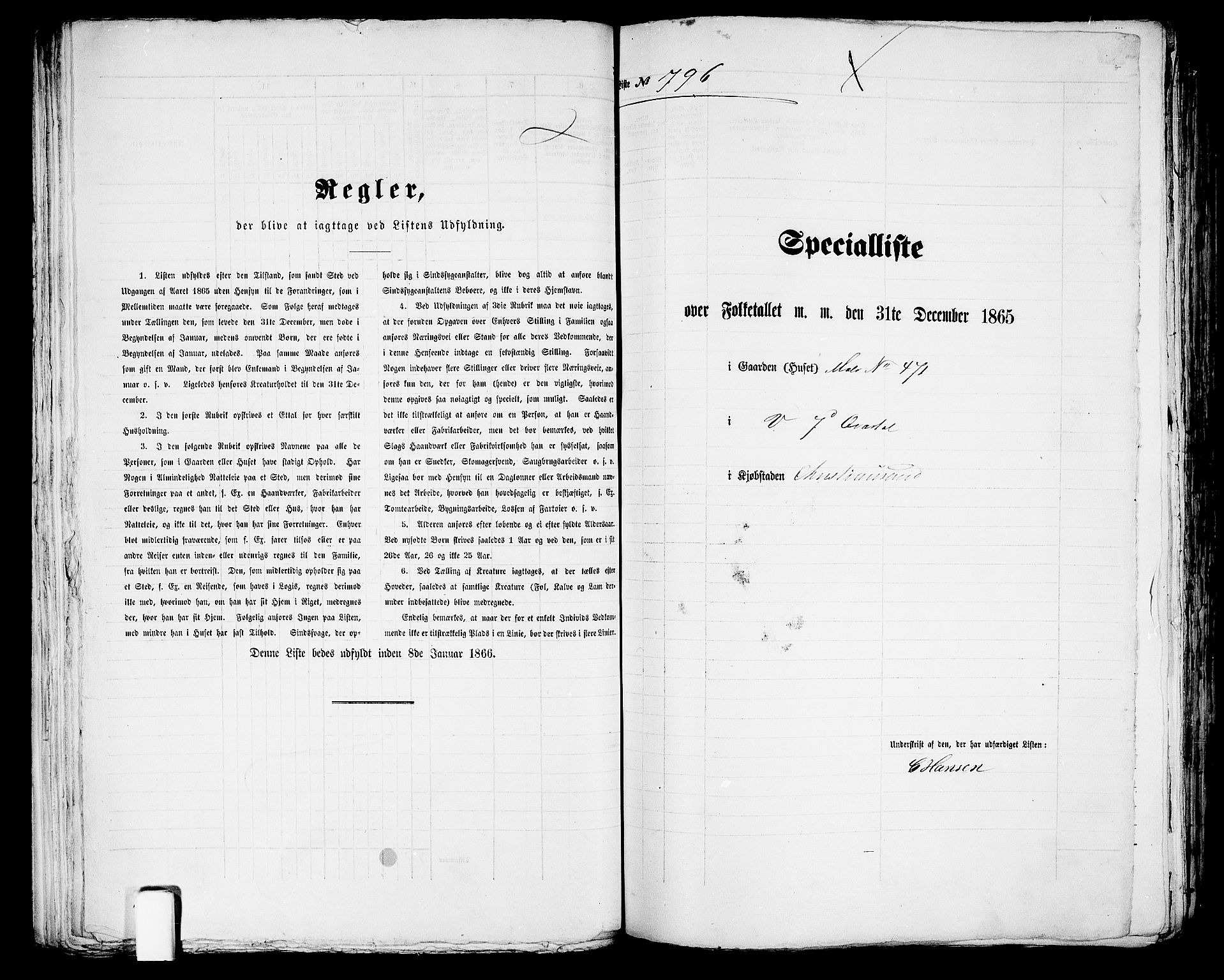 RA, 1865 census for Kristiansand, 1865, p. 1630