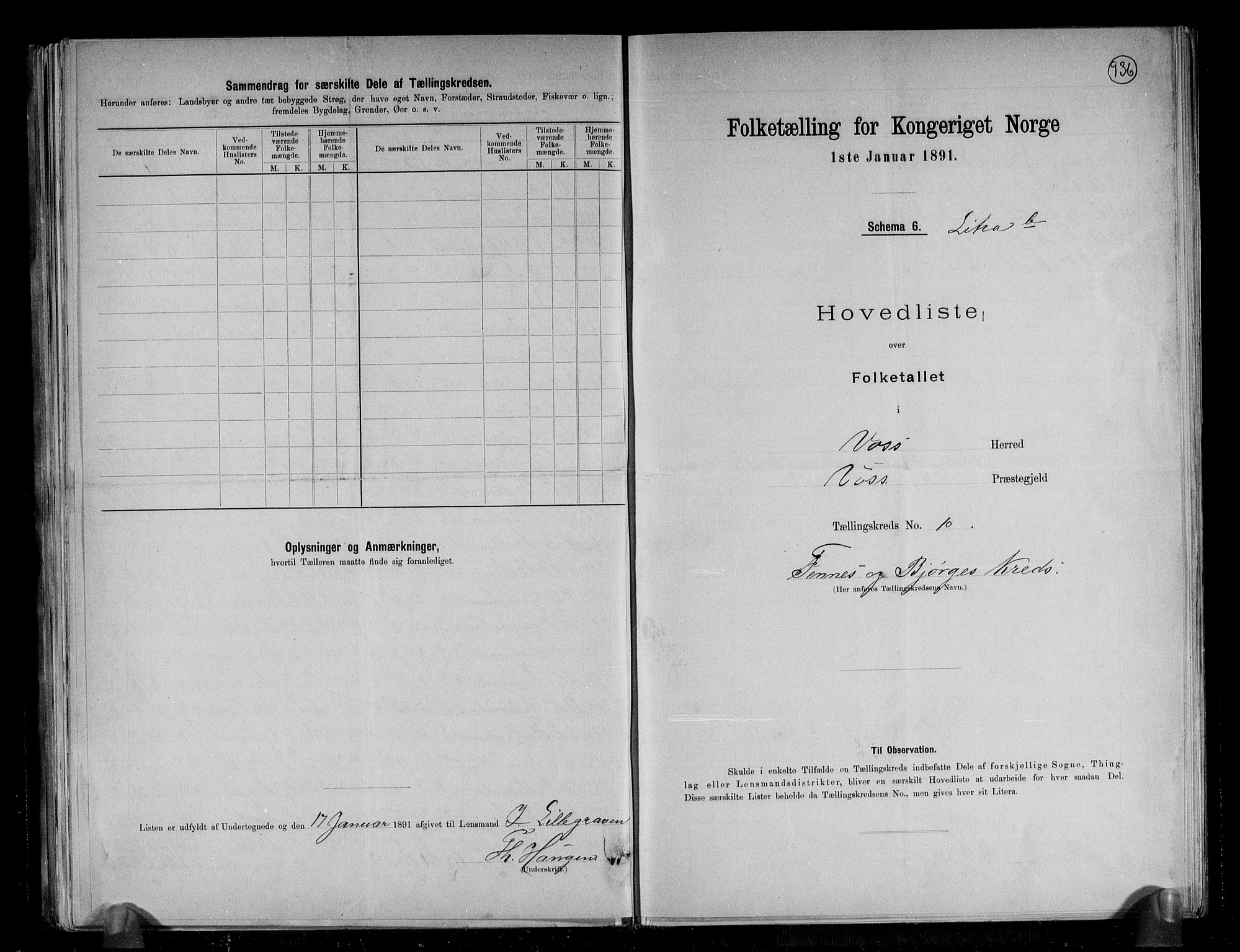 RA, 1891 census for 1235 Voss, 1891, p. 28