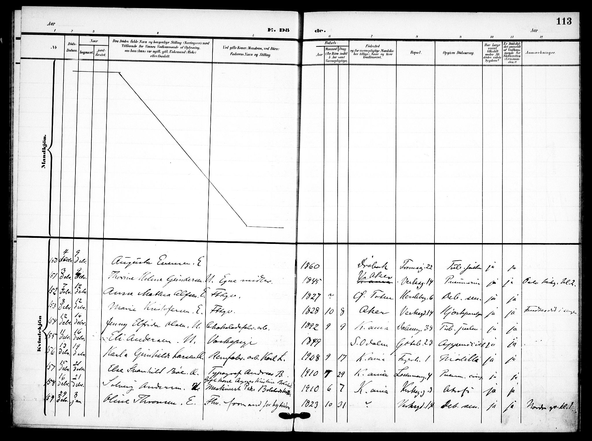 Petrus prestekontor Kirkebøker, SAO/A-10872/F/Fa/L0010: Parish register (official) no. 10, 1904-1916, p. 113